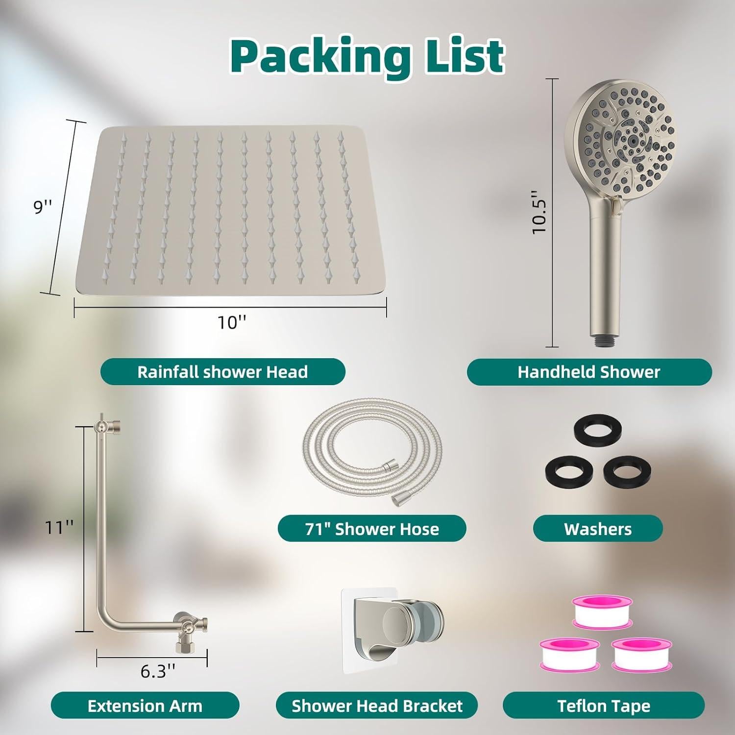 Cabezal de Ducha Hygie Rinse 10 Pulgadas Acero Inoxidable