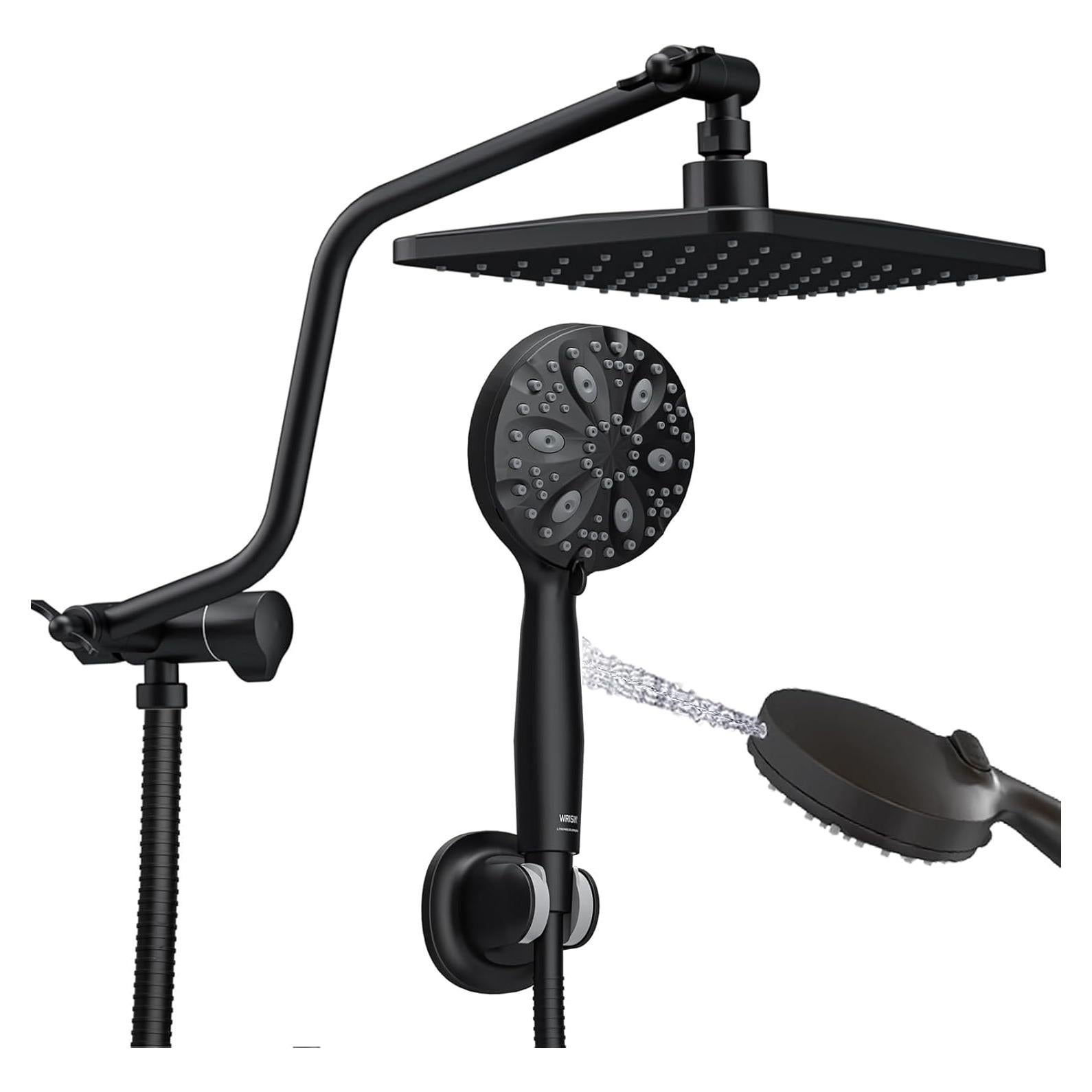 Cabezal de Ducha de Lluvia WRISIN 25 cm con Spray de Mano 7 Funciones