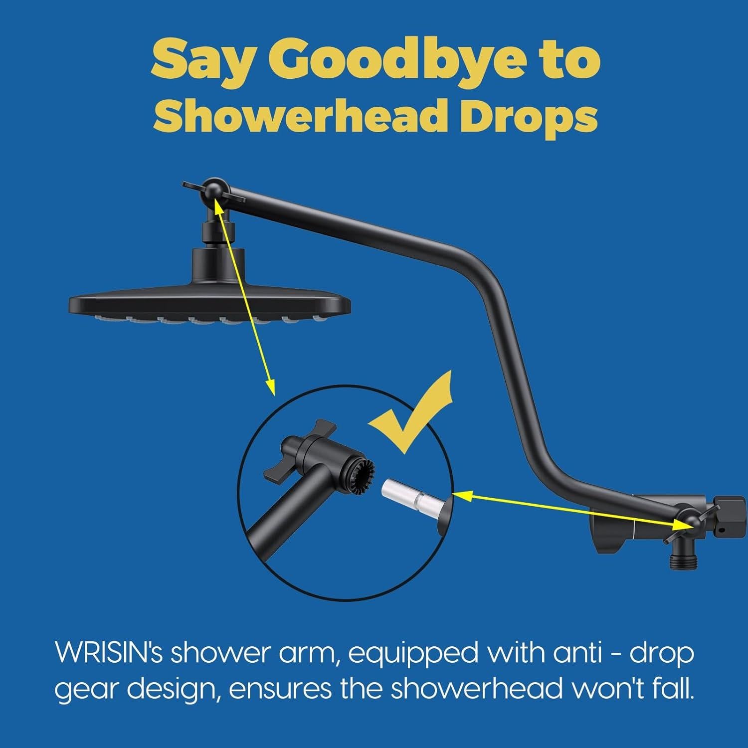 Cabezal de Ducha de Lluvia WRISIN 25 cm con Spray de Mano 7 Funciones