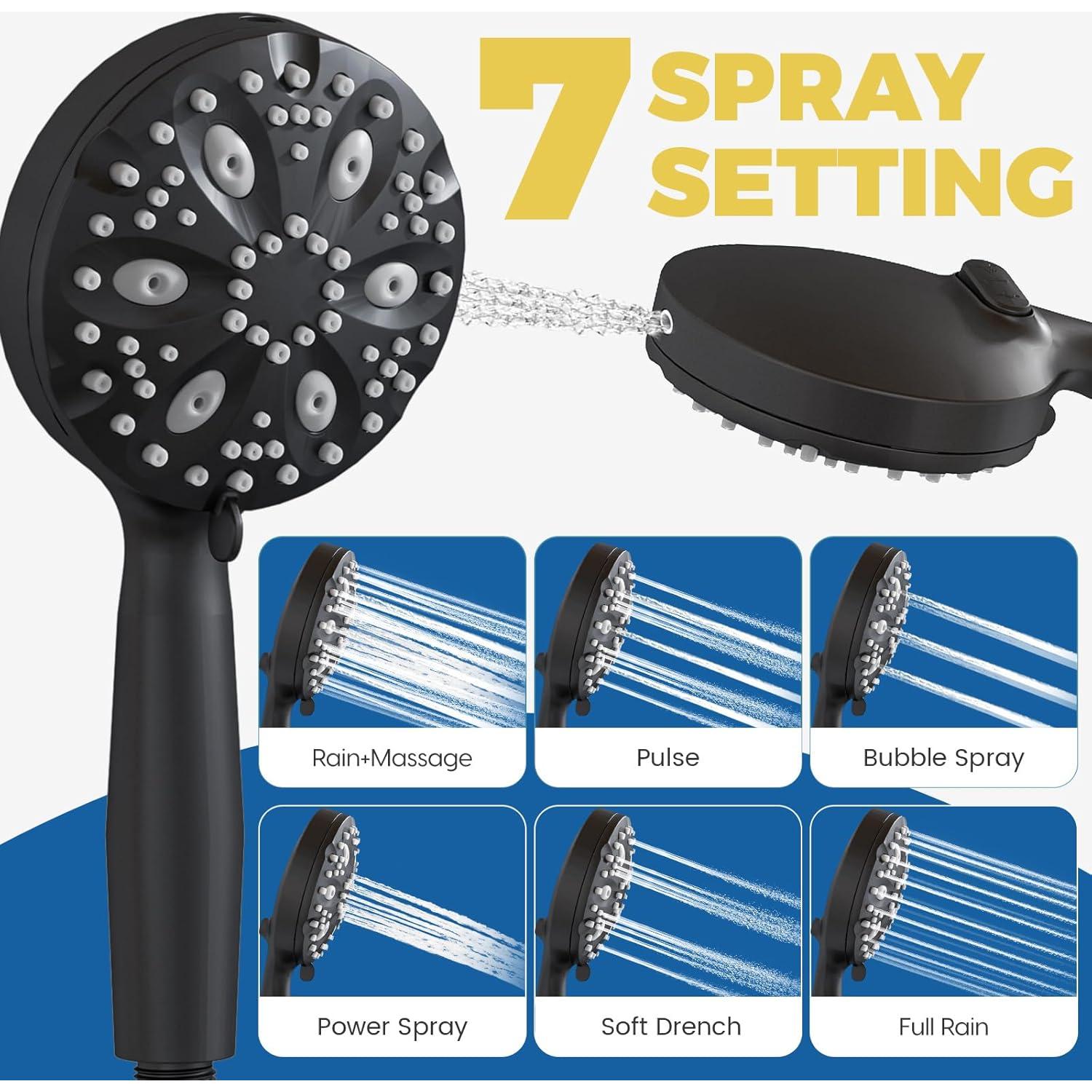 Cabezal de Ducha de Lluvia WRISIN 25 cm con Spray de Mano 7 Funciones