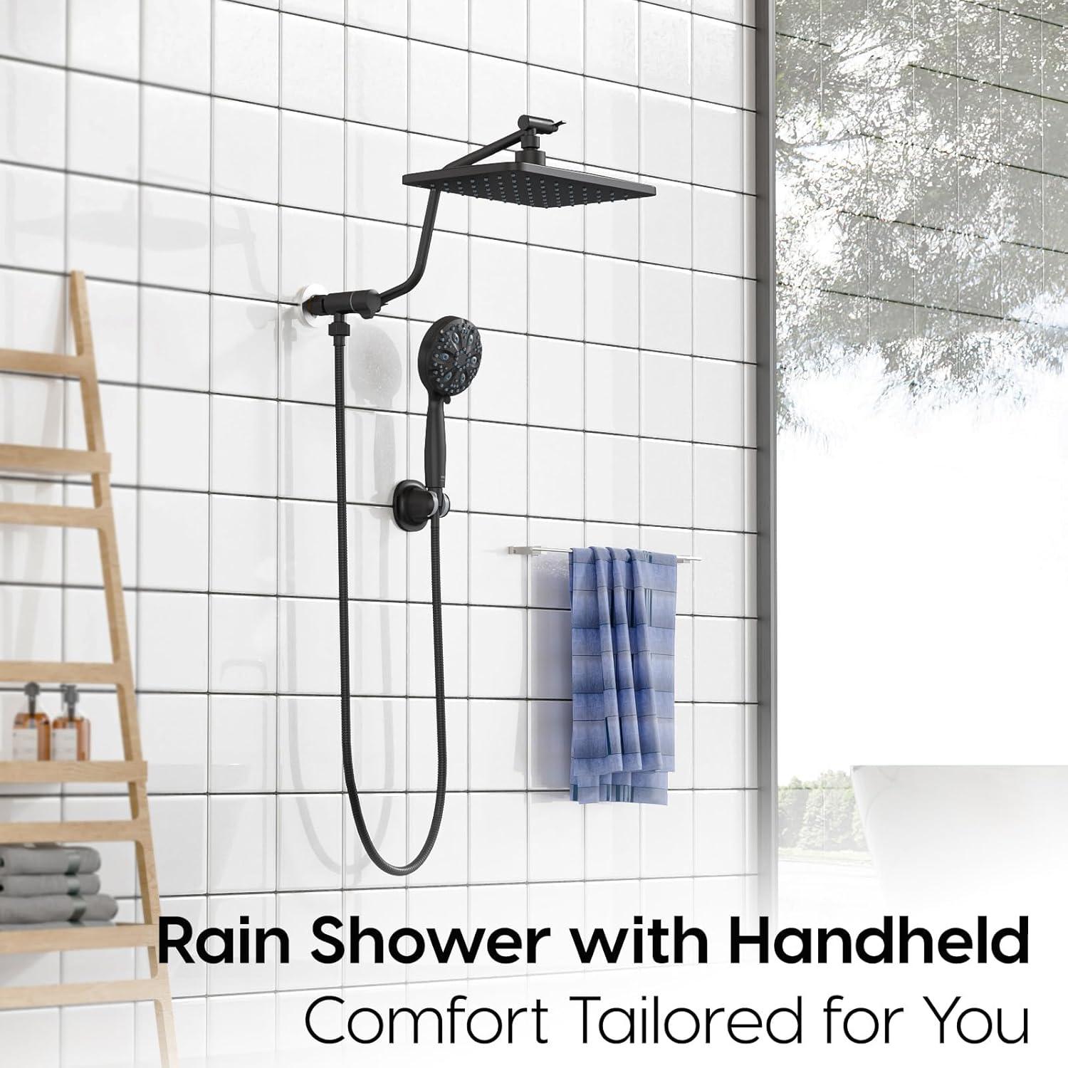 Cabezal de Ducha de Lluvia WRISIN 25 cm con Spray de Mano 7 Funciones