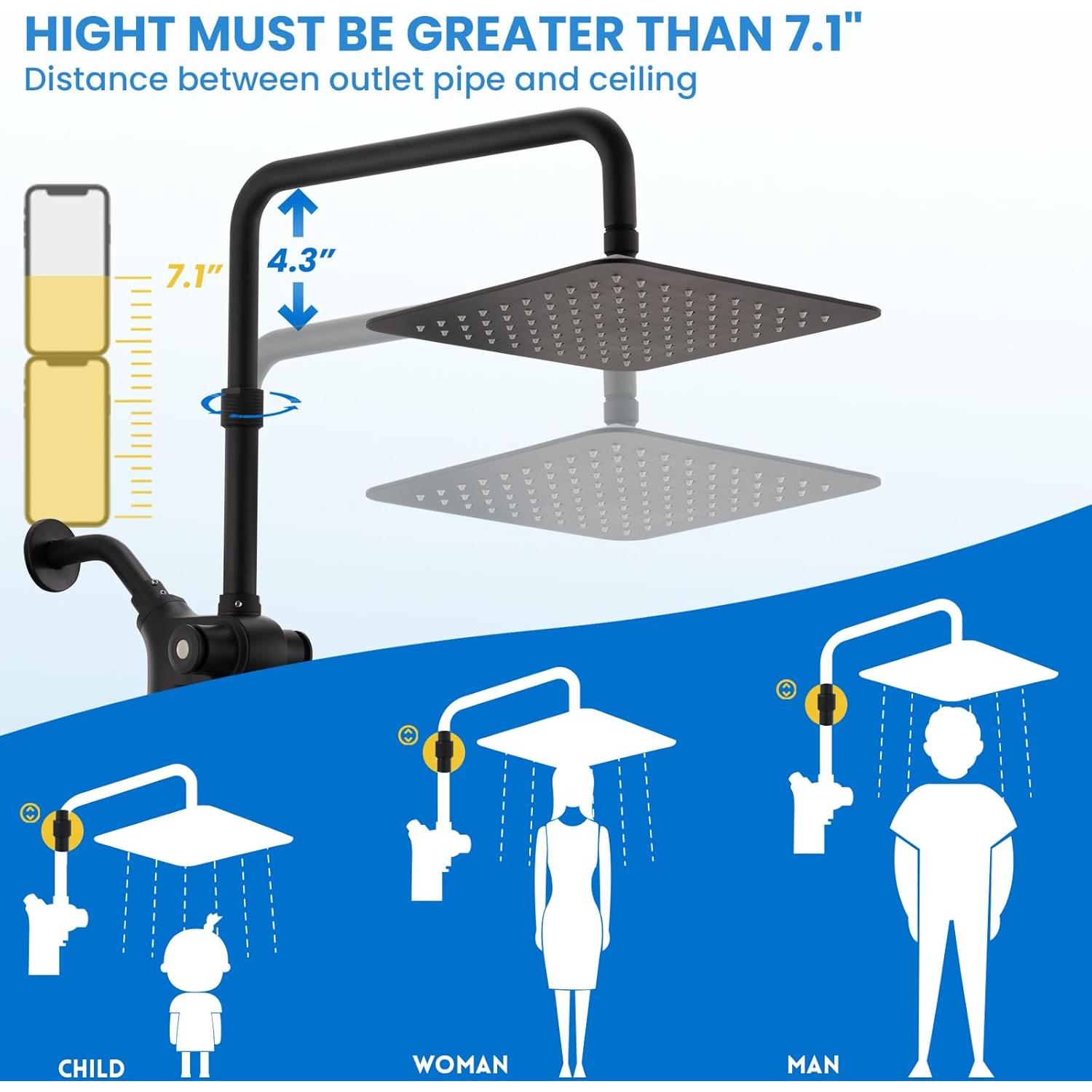 Combo Ducha Filtrada Ryamen 10" Ajustable 7 Modos Negro