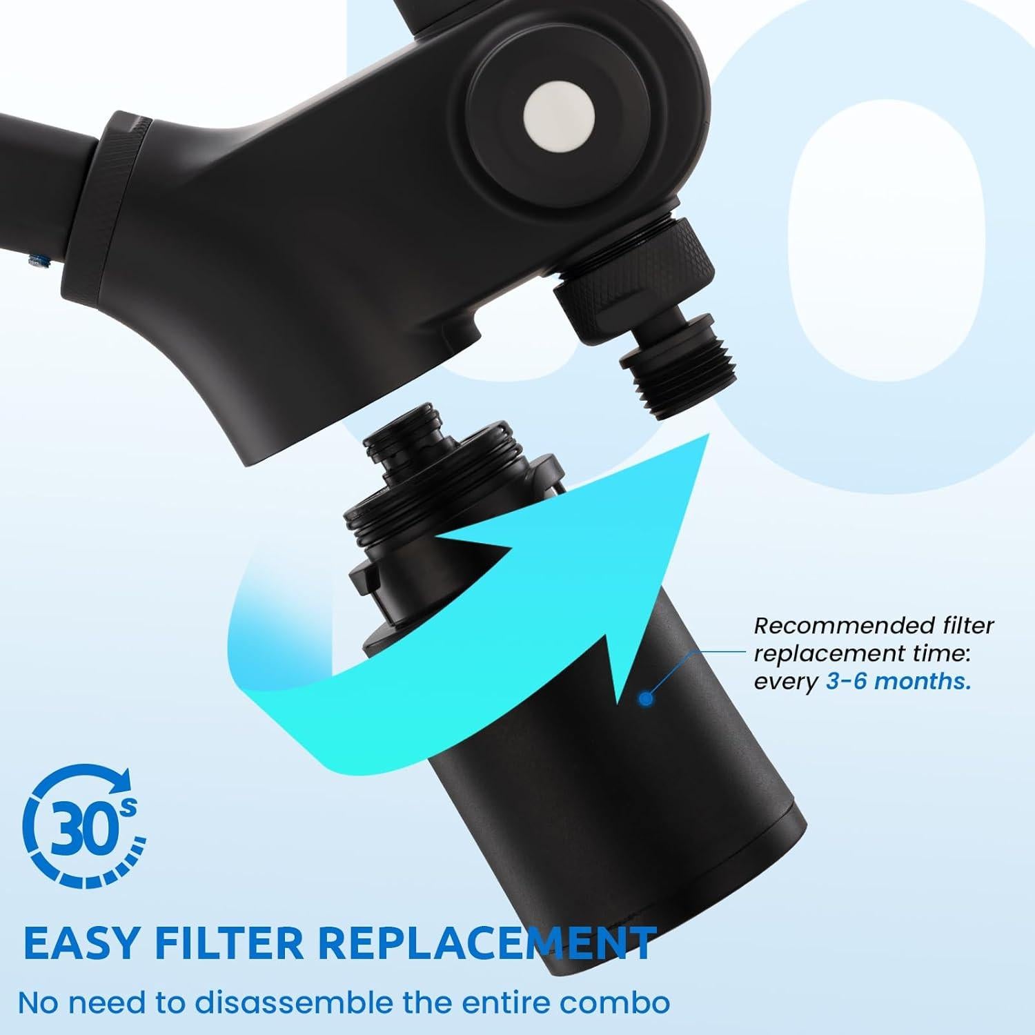 Combo Ducha Filtrada Ryamen 10" Ajustable 7 Modos Negro