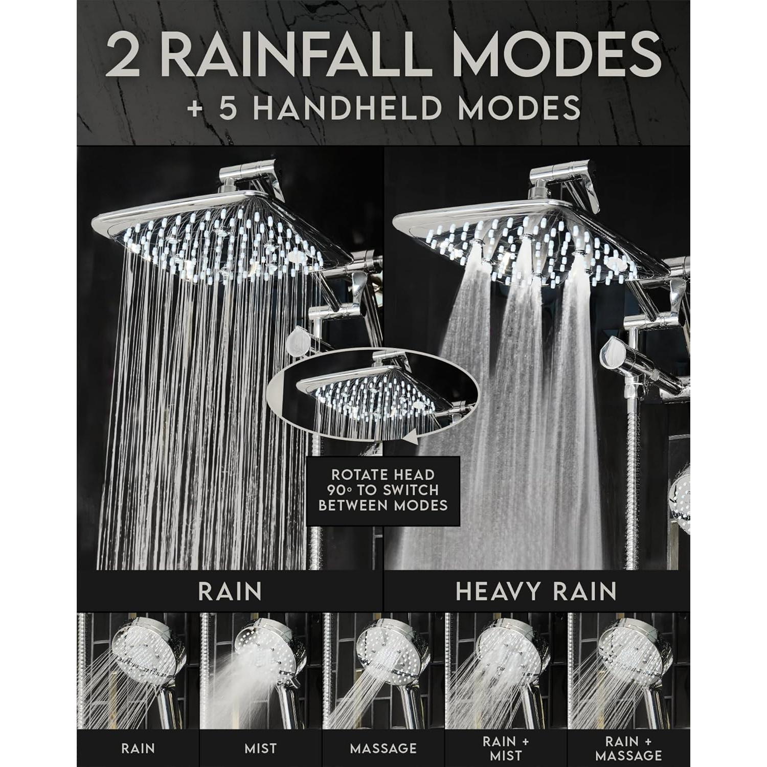 Cabezal de Ducha Veken Alta Presión Cromo Combo 3 Modos