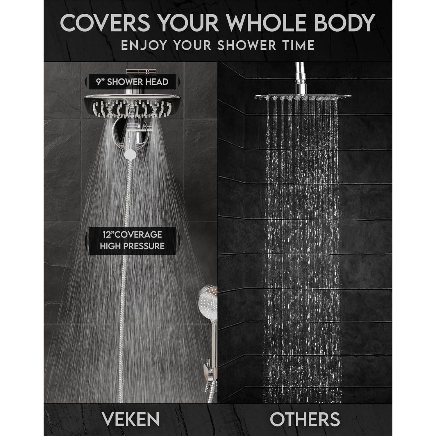 Cabezal de Ducha Veken Alta Presión Cromo Combo 3 Modos