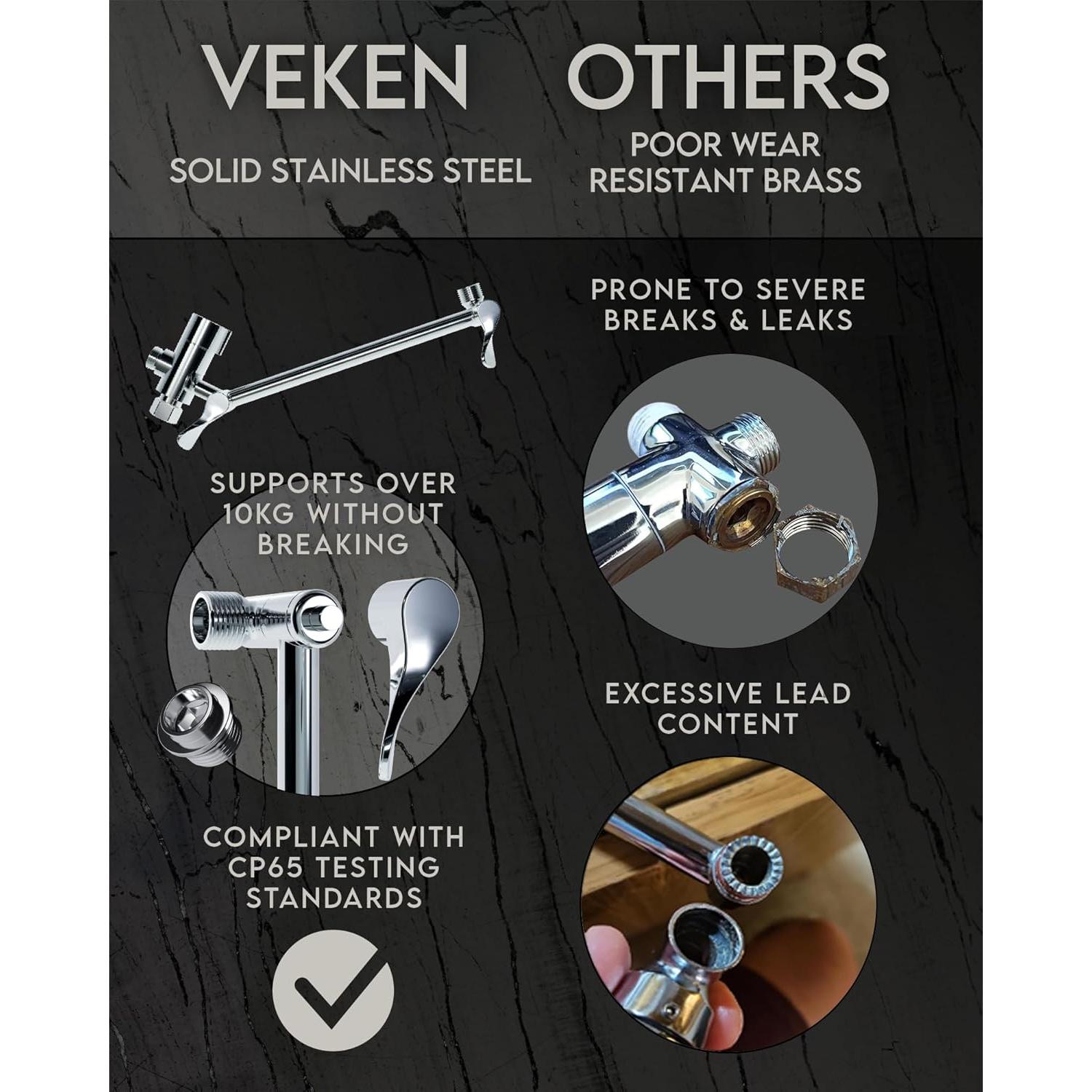 Cabezal de Ducha Veken Alta Presión Cromo Combo 3 Modos