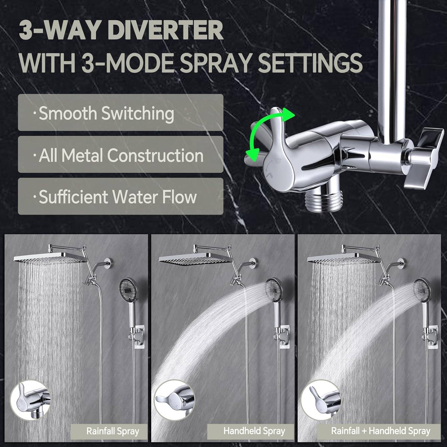 Cabezal de Ducha de Lluvia JFJIARUI 33 cm con Ducha de Mano