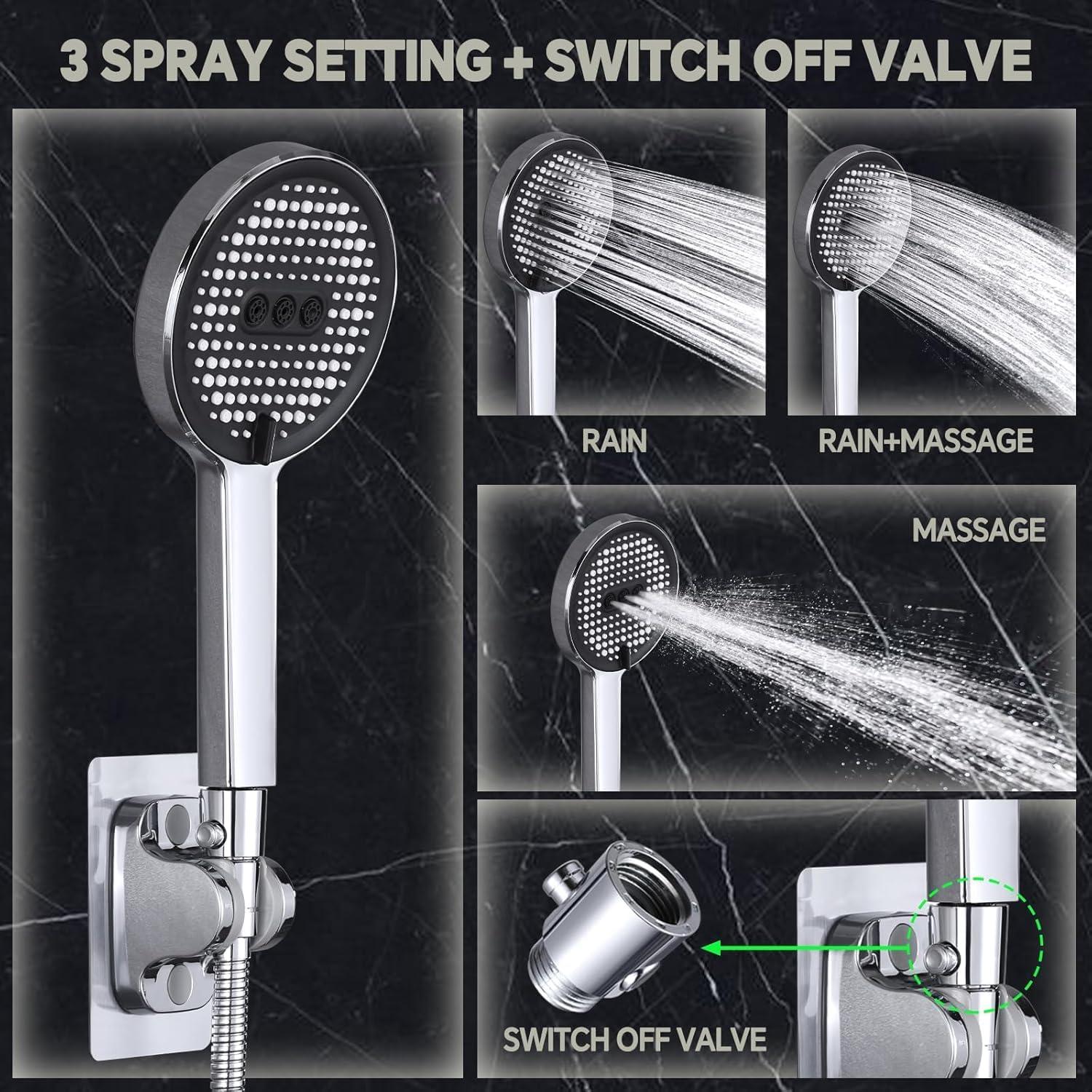 Cabezal de Ducha de Lluvia JFJIARUI 33 cm con Ducha de Mano