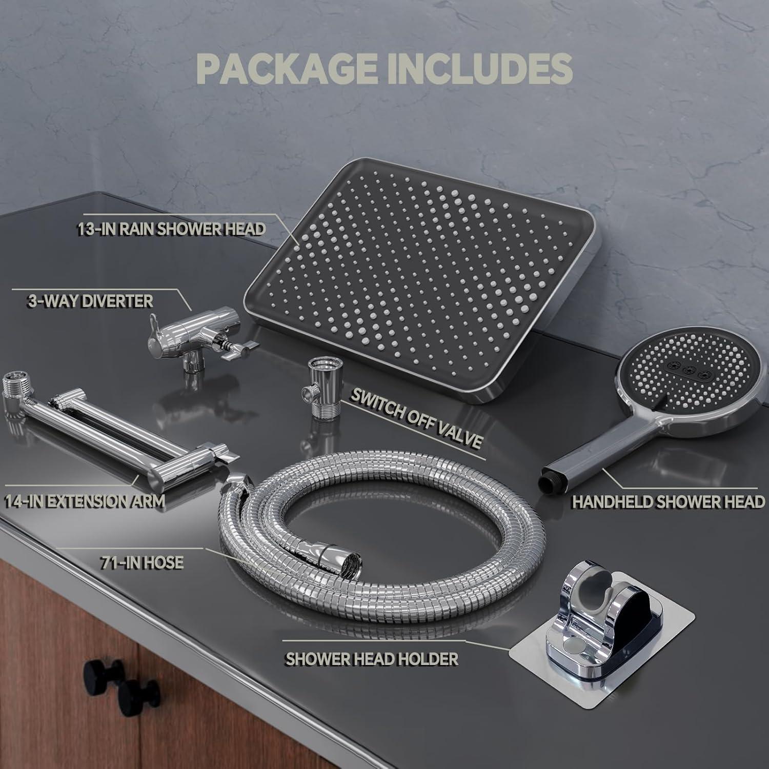 Cabezal de Ducha de Lluvia JFJIARUI 33 cm con Ducha de Mano