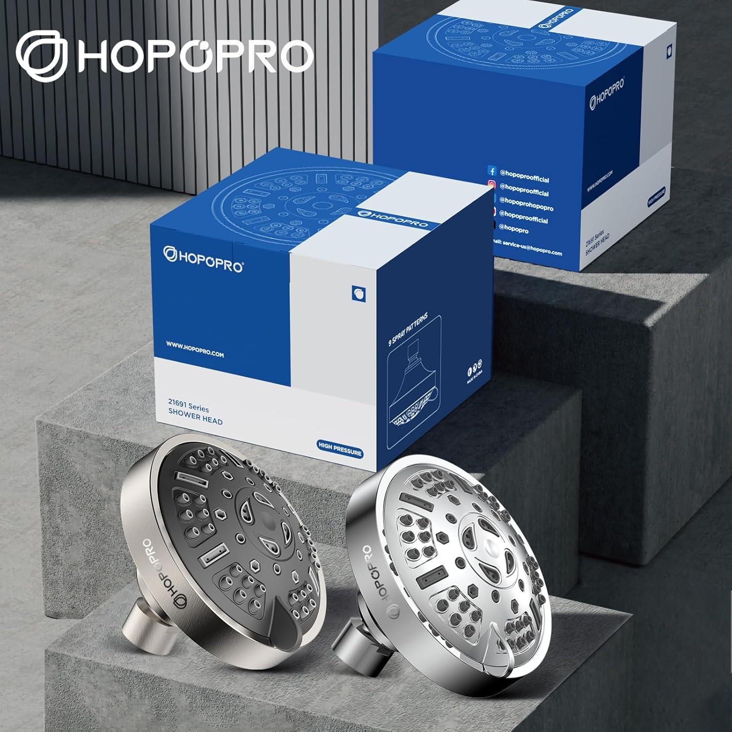 Cabezal de Ducha HOPOPRO 9 Modos Alta Presión Níquel Cepillado