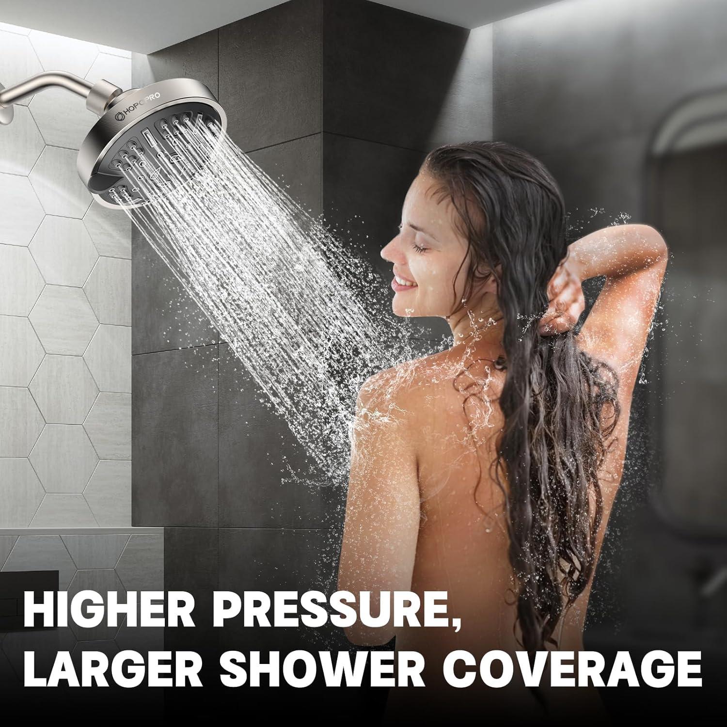 Cabezal de Ducha HOPOPRO 9 Modos Alta Presión Níquel Cepillado
