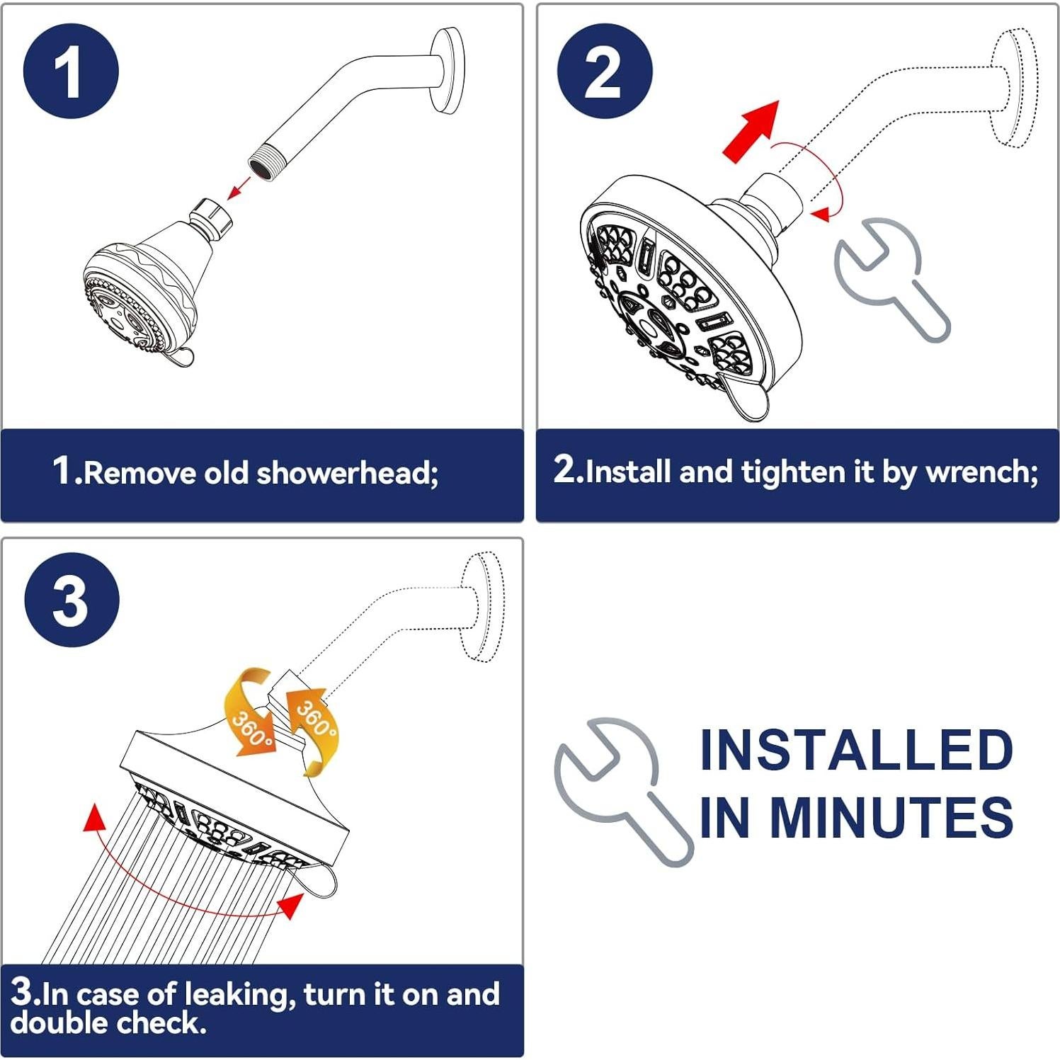 Cabezal de Ducha HOPOPRO 9 Modos Alta Presión Níquel Cepillado