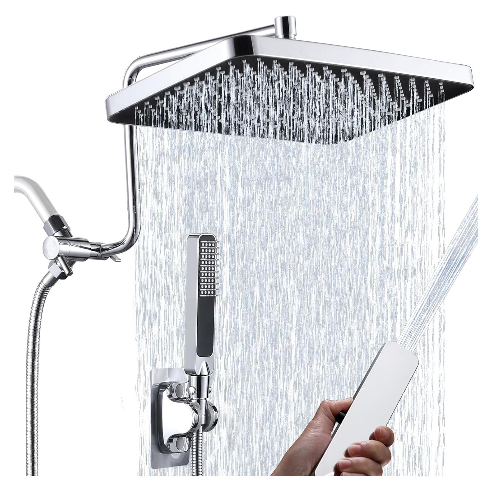 Cabezal de Ducha de Lluvia QMLALA 33 cm con Rociador de Mano