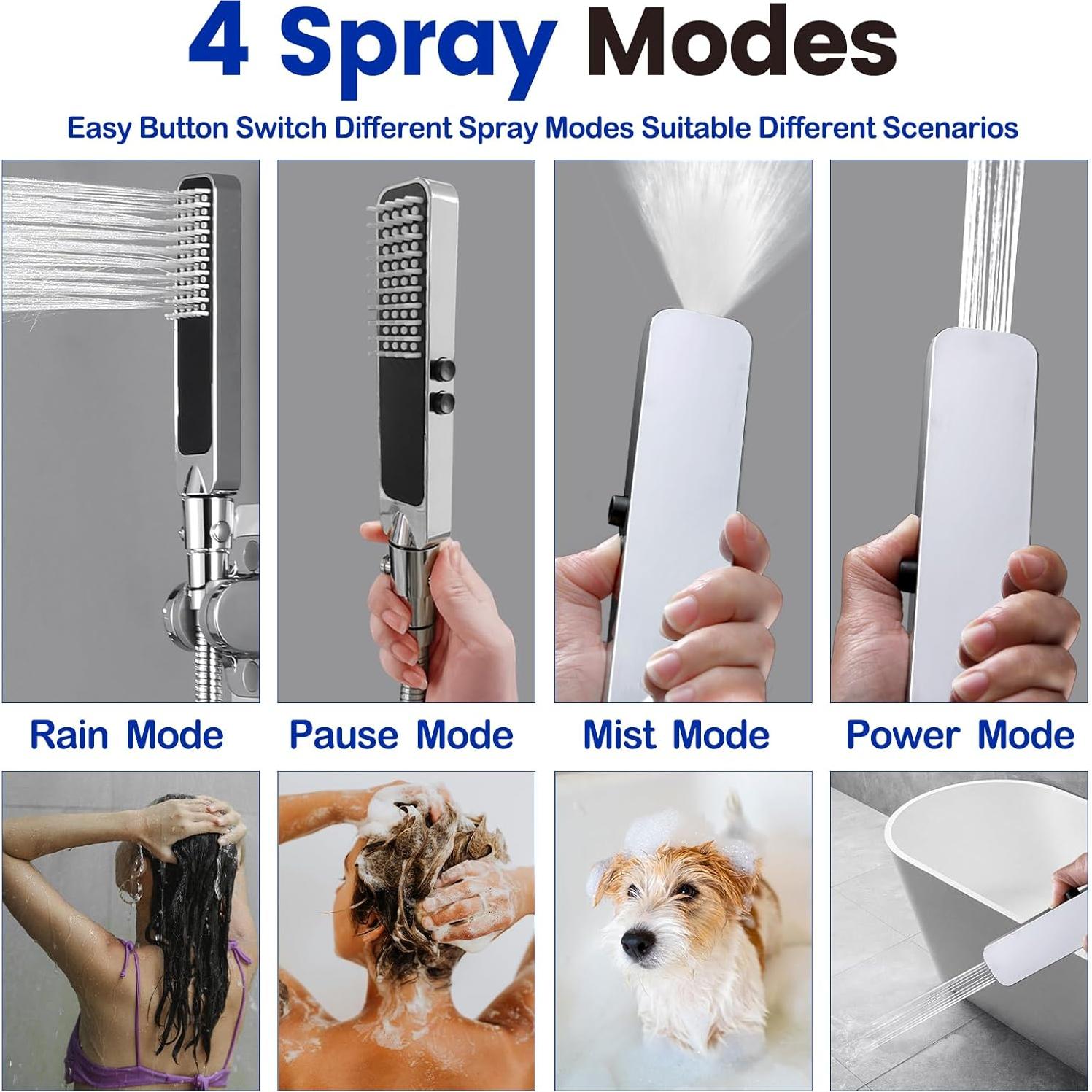 Cabezal de Ducha de Lluvia QMLALA 33 cm con Rociador de Mano