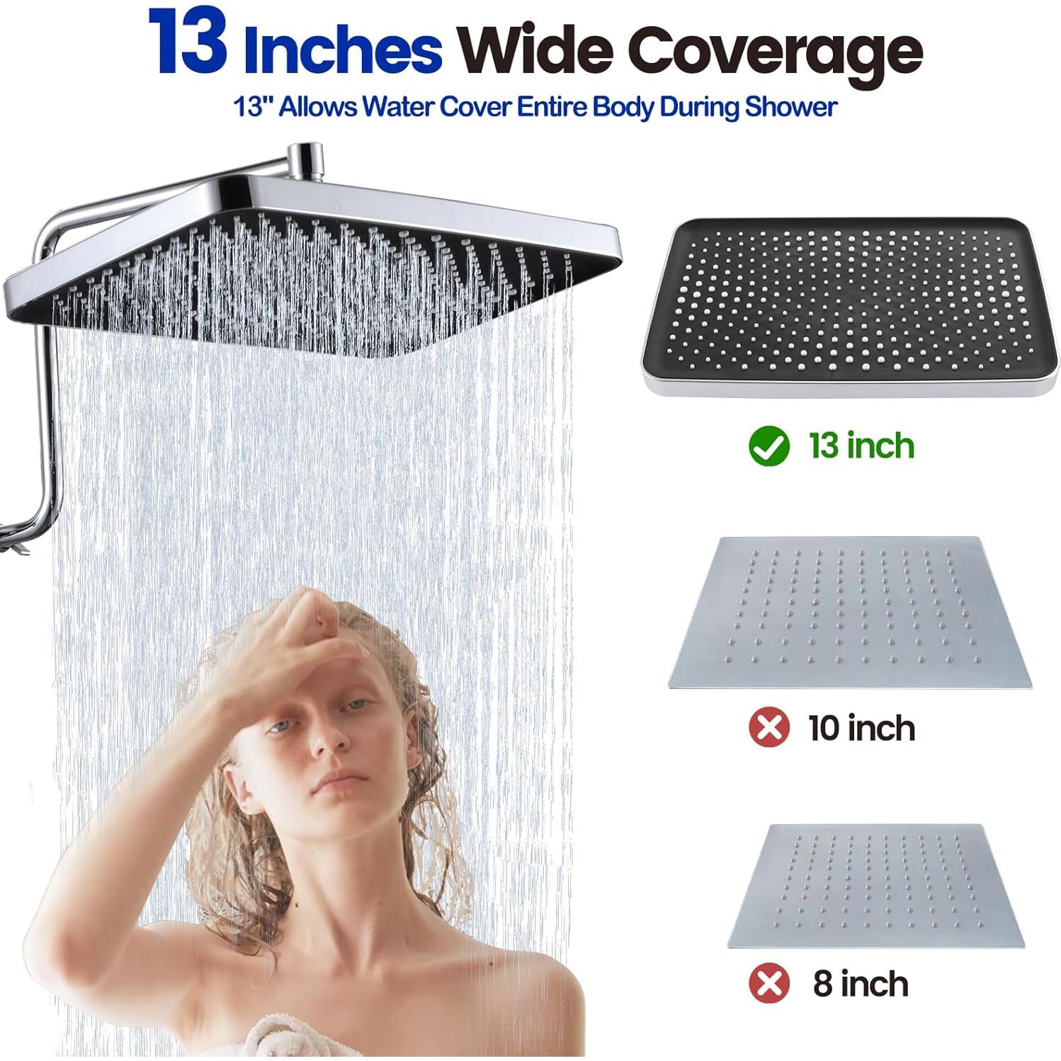 Cabezal de Ducha de Lluvia QMLALA 33 cm con Rociador de Mano