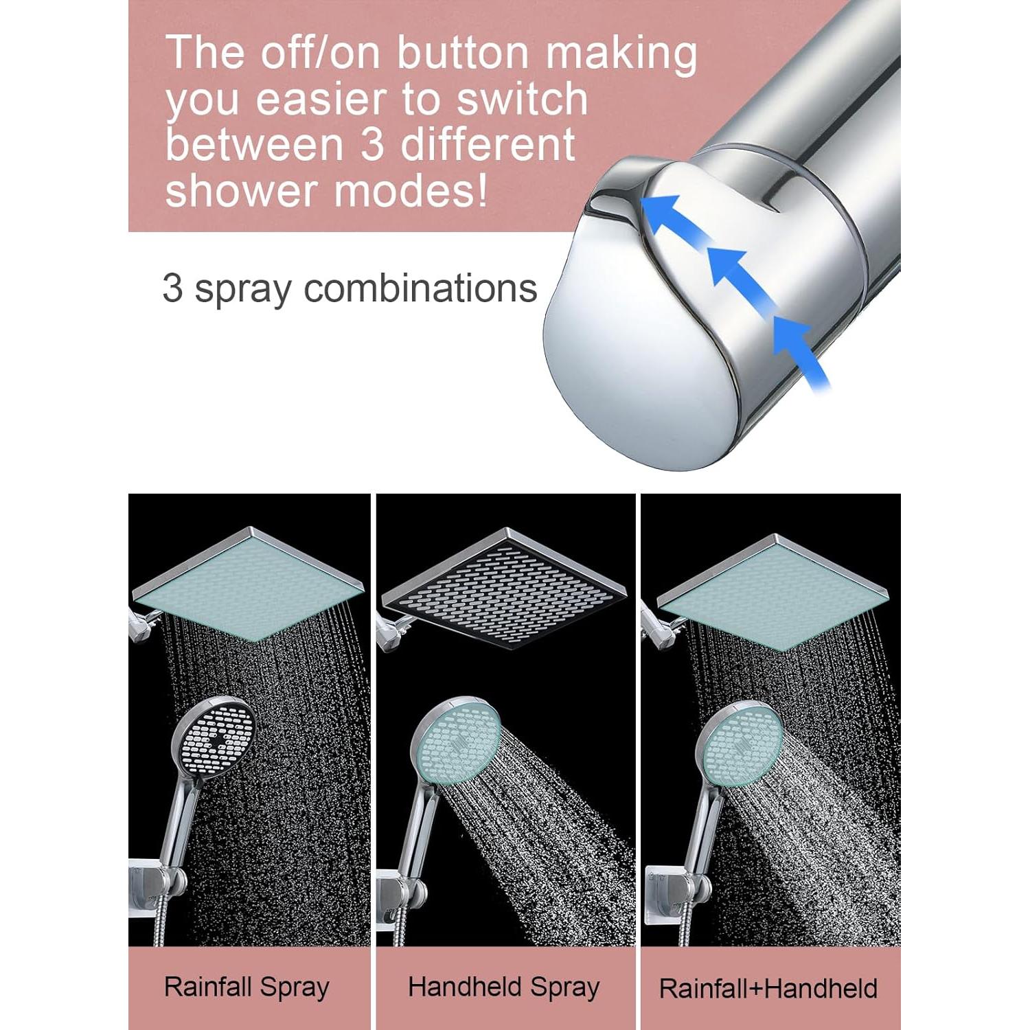 Cabezal de Ducha de Lluvia Cobbe 30 cm 6 Modos Cromo