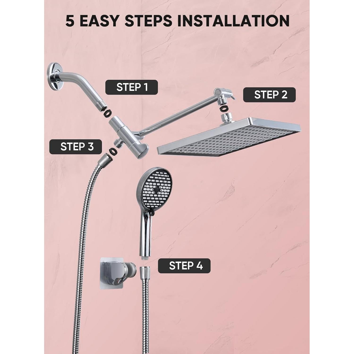 Cabezal de Ducha de Lluvia Cobbe 30 cm 6 Modos Cromo