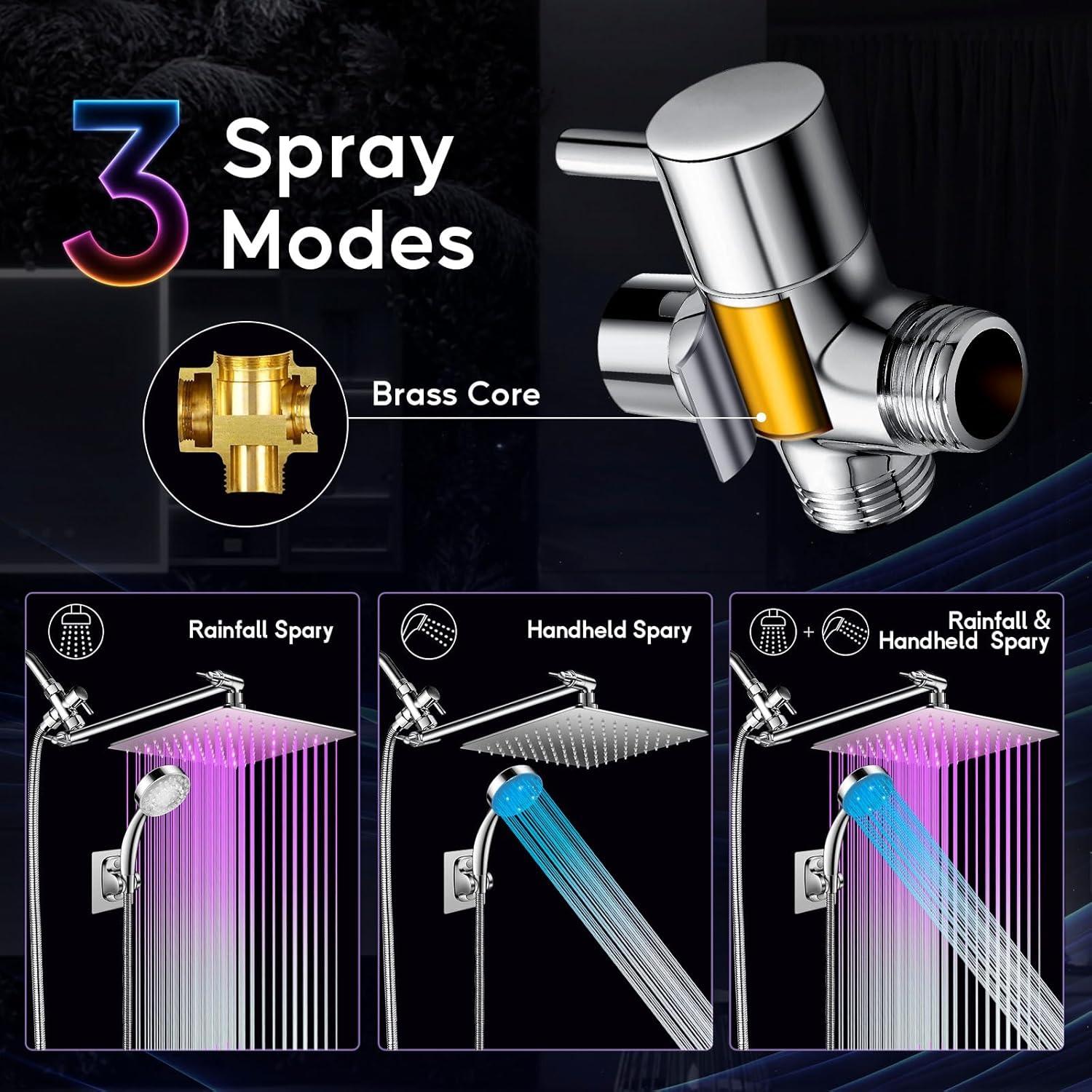 Cabezal de Ducha LED HUUKE 10'' Alta Presión Acero Inoxidable