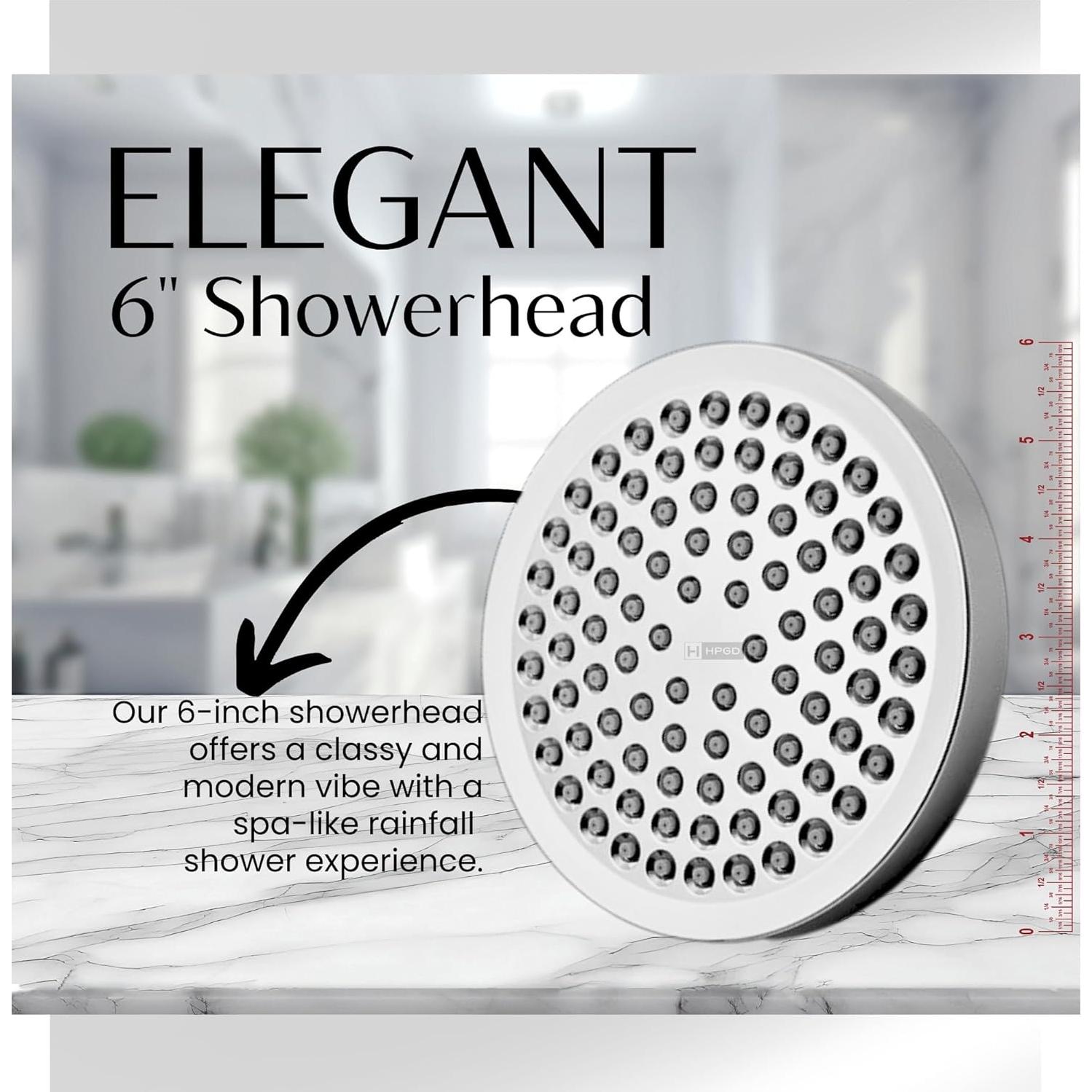 Cabezal de Ducha HPGD 6" Alta Presión Cromo Antitaponamiento