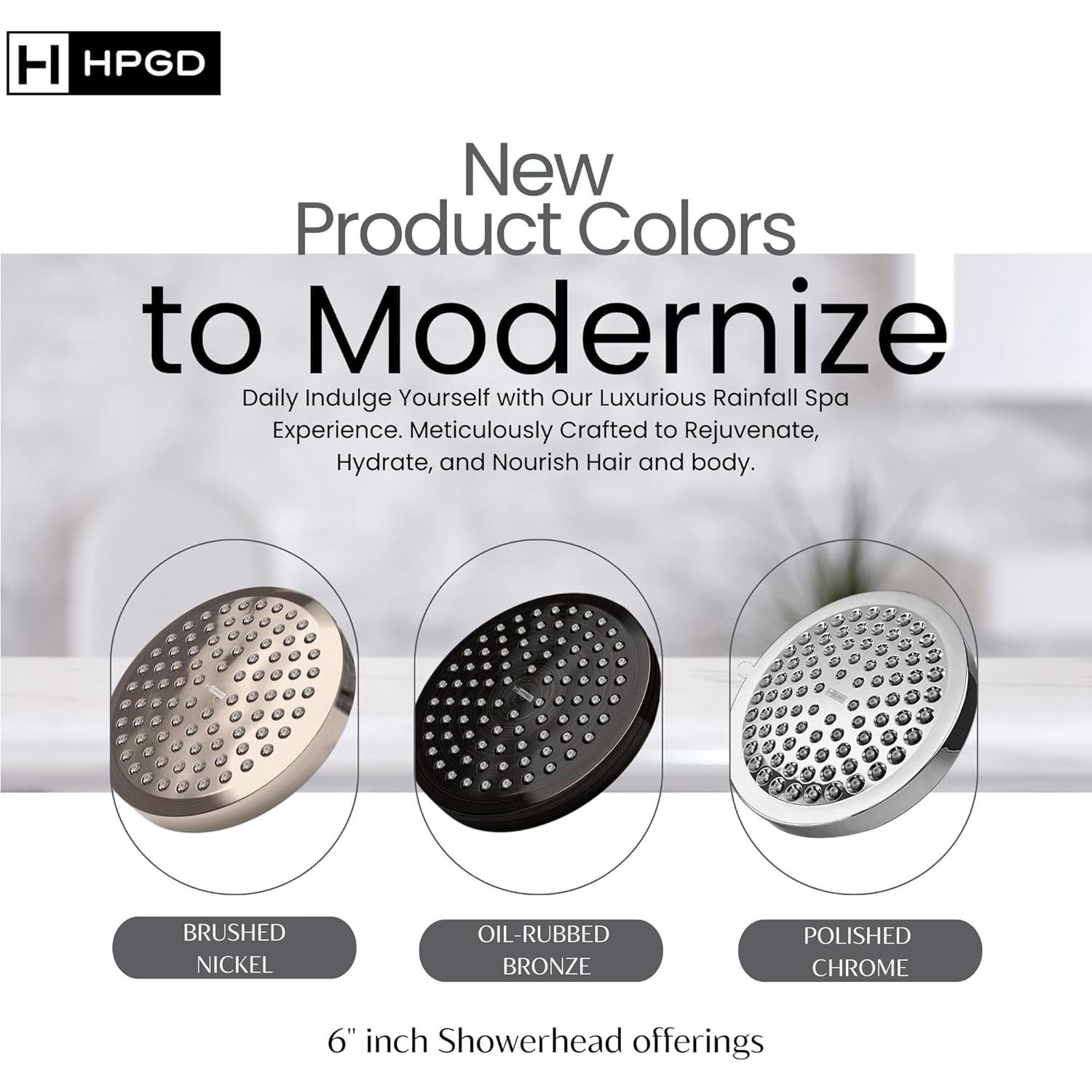 Cabezal de Ducha HPGD 6" Alta Presión Cromo Antitaponamiento