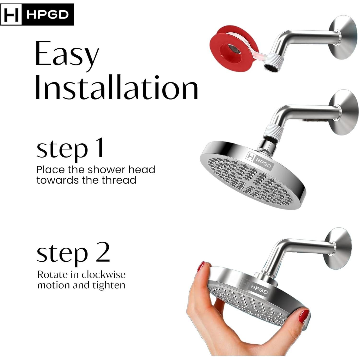 Cabezal de Ducha HPGD 6" Alta Presión Cromo Antitaponamiento