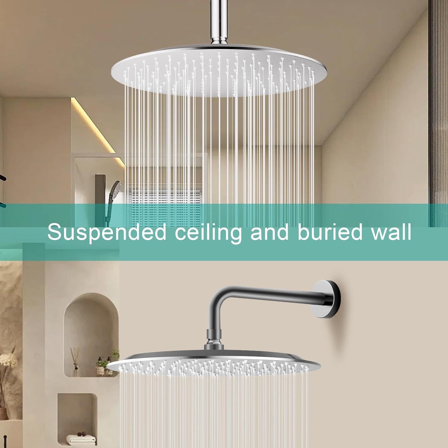 Cabezal de Ducha AULEEND 12" Acero Inoxidable Niquelado