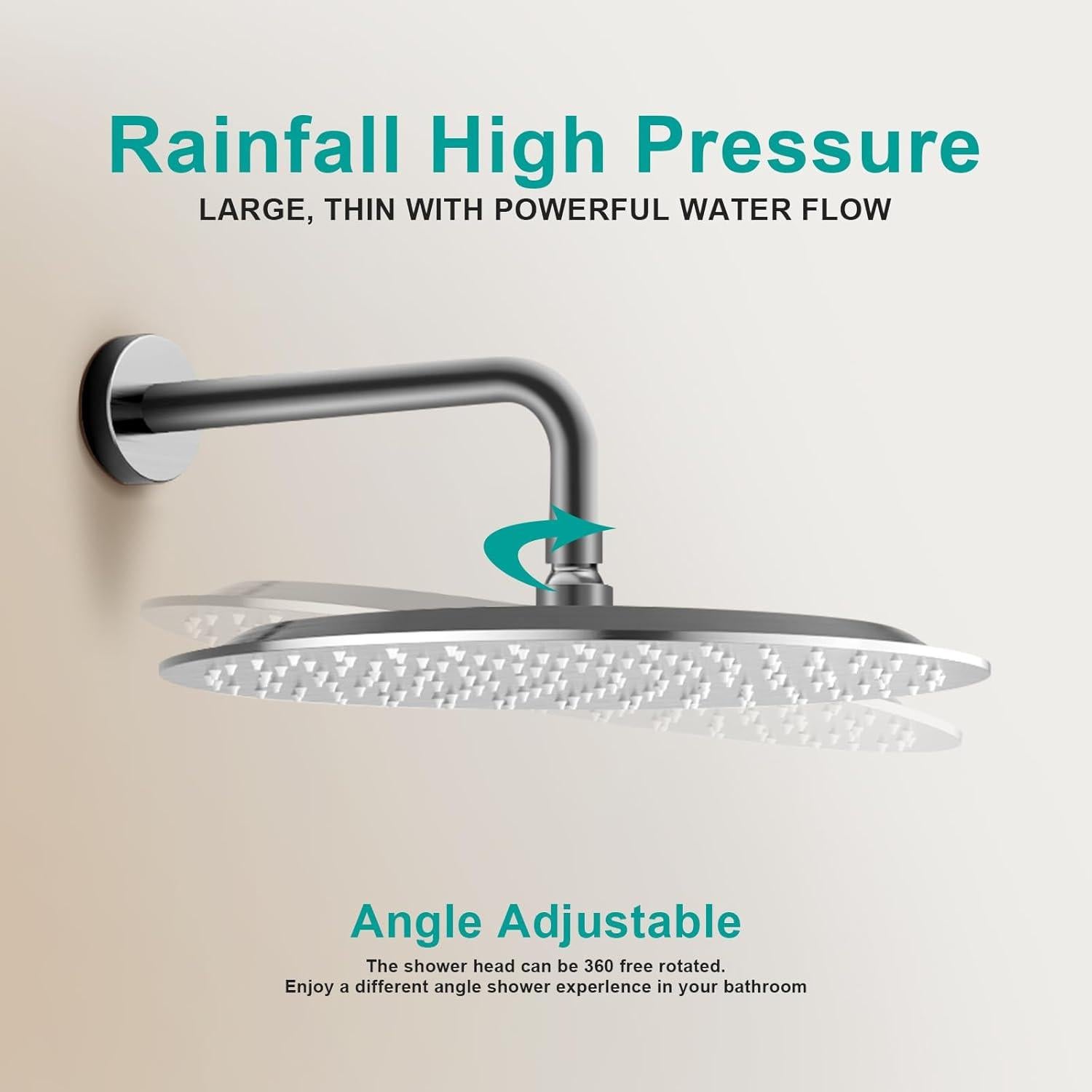 Cabezal de Ducha AULEEND 12" Acero Inoxidable Niquelado