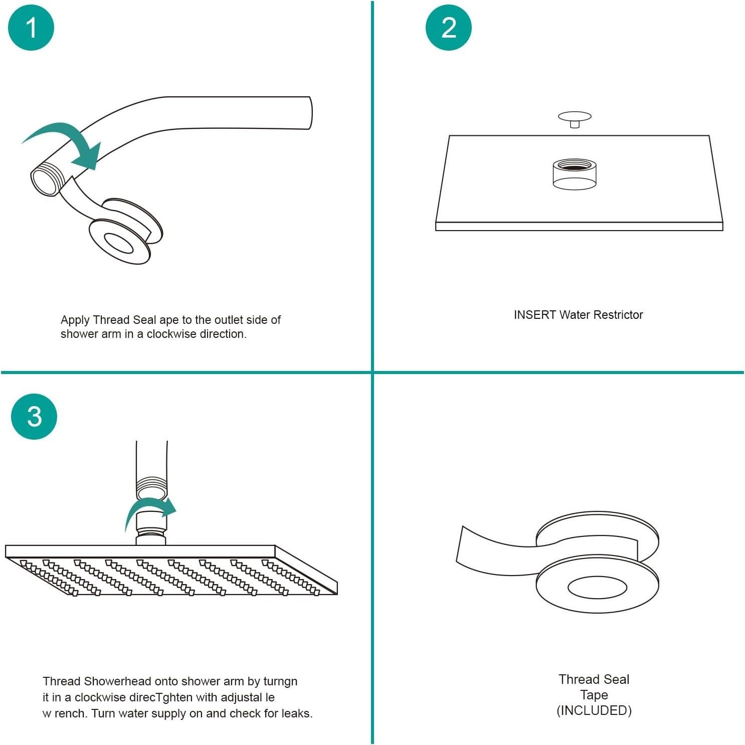 Cabezal de Ducha AULEEND 12" Acero Inoxidable Niquelado