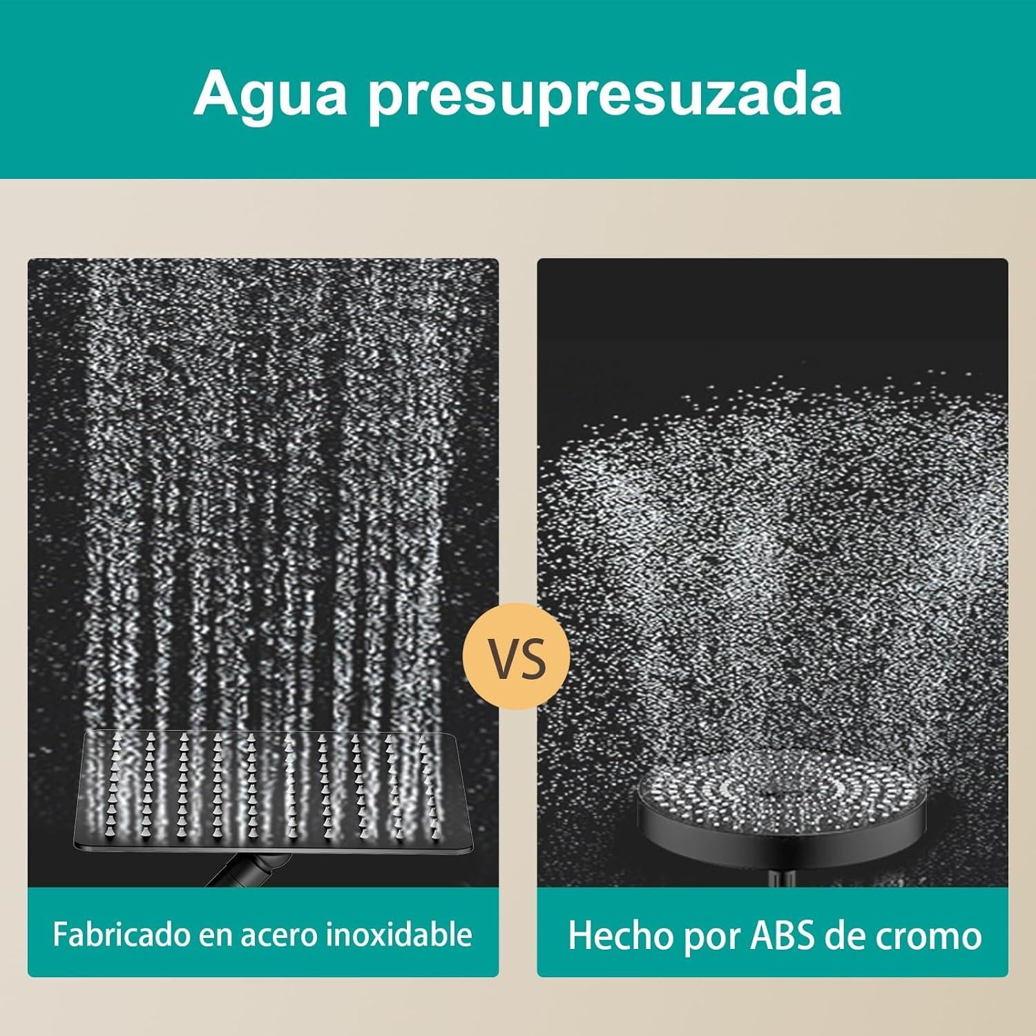 Cabezal de Ducha de Lluvia AULEEND 20 cm Acero Inoxidable Negro