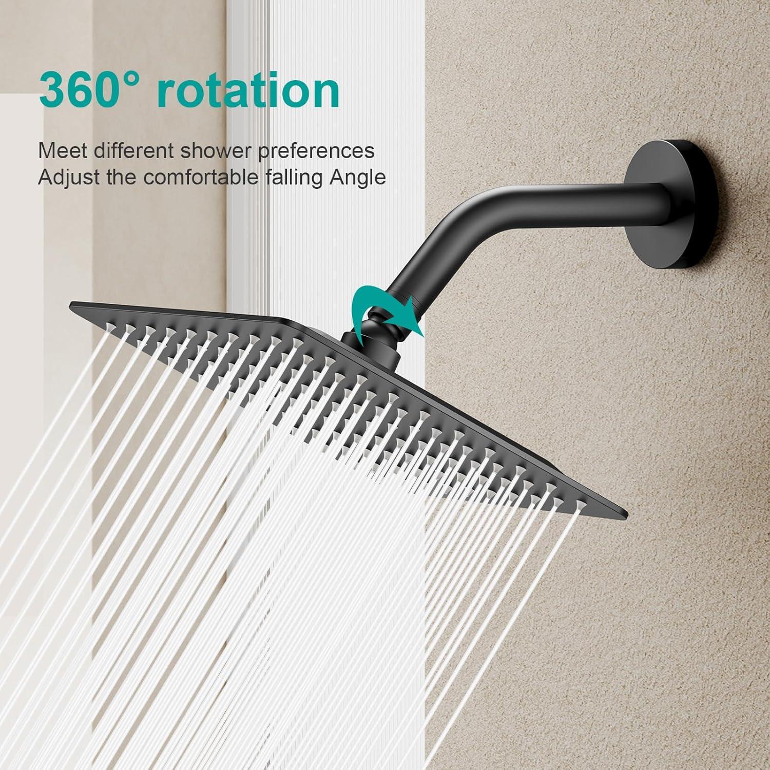 Cabezal de Ducha de Lluvia AULEEND 20 cm Acero Inoxidable Negro