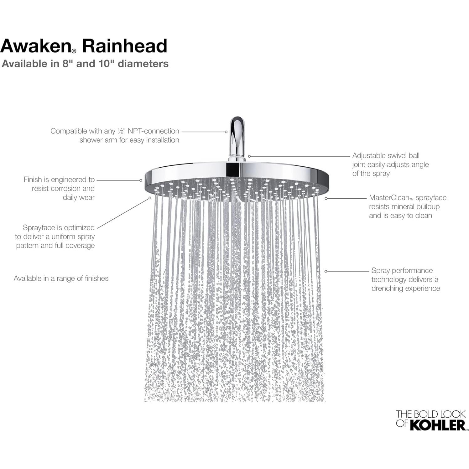 Ducha de Lluvia KOHLER 76464-Y-CP 22 cm Cromo Pulido