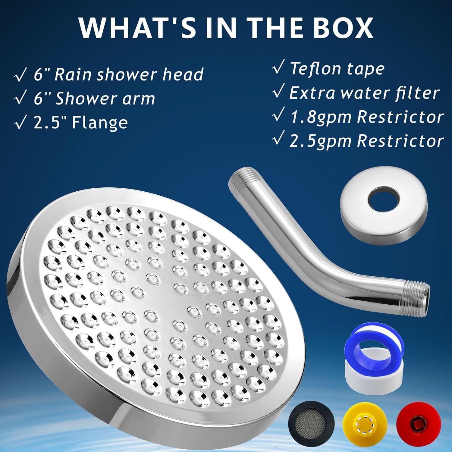 Cabezal de Ducha de Lluvia Nuodan 6" Cromo Alta Presión