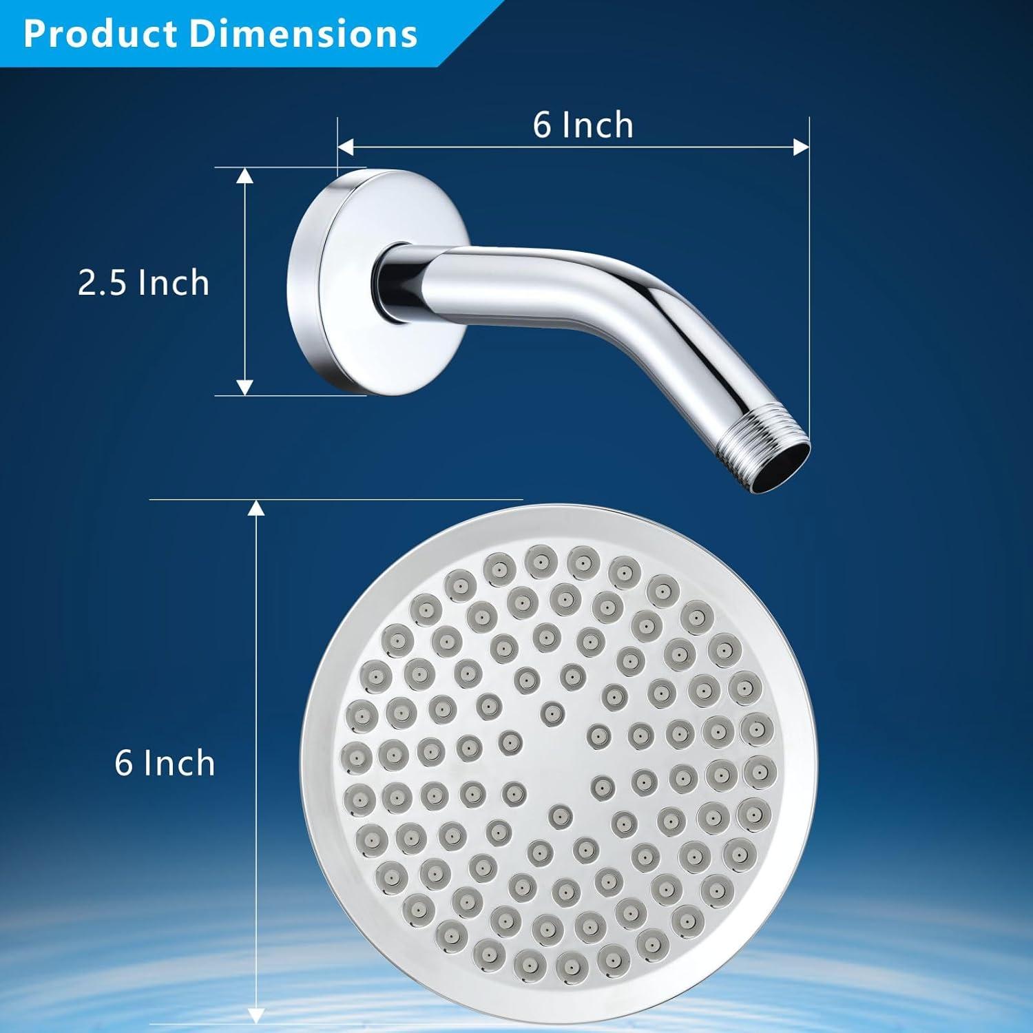 Cabezal de Ducha de Lluvia Nuodan 6" Cromo Alta Presión