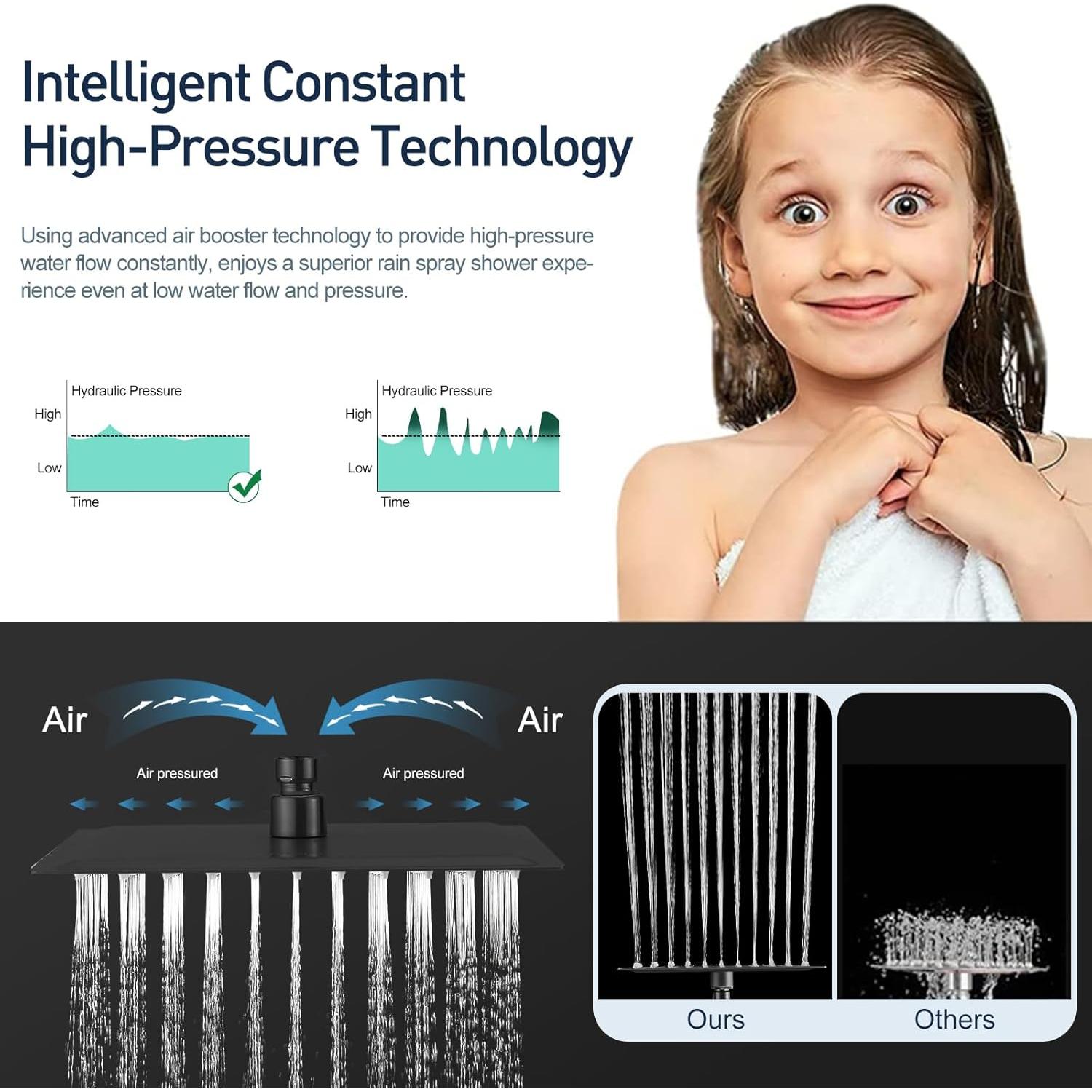 Cabezal de Ducha de Lluvia 10" Psylc Todo Metal Negro Mate