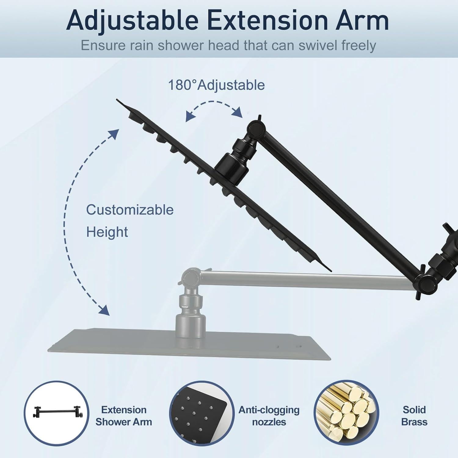 Cabezal de Ducha de Lluvia 10" Psylc Todo Metal Negro Mate