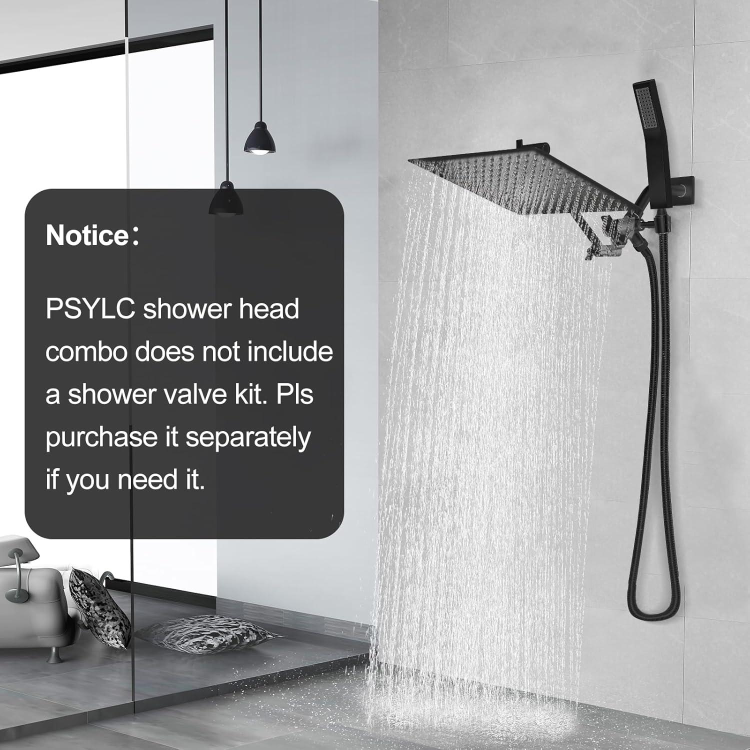 Cabezal de Ducha de Lluvia 10" Psylc Todo Metal Negro Mate