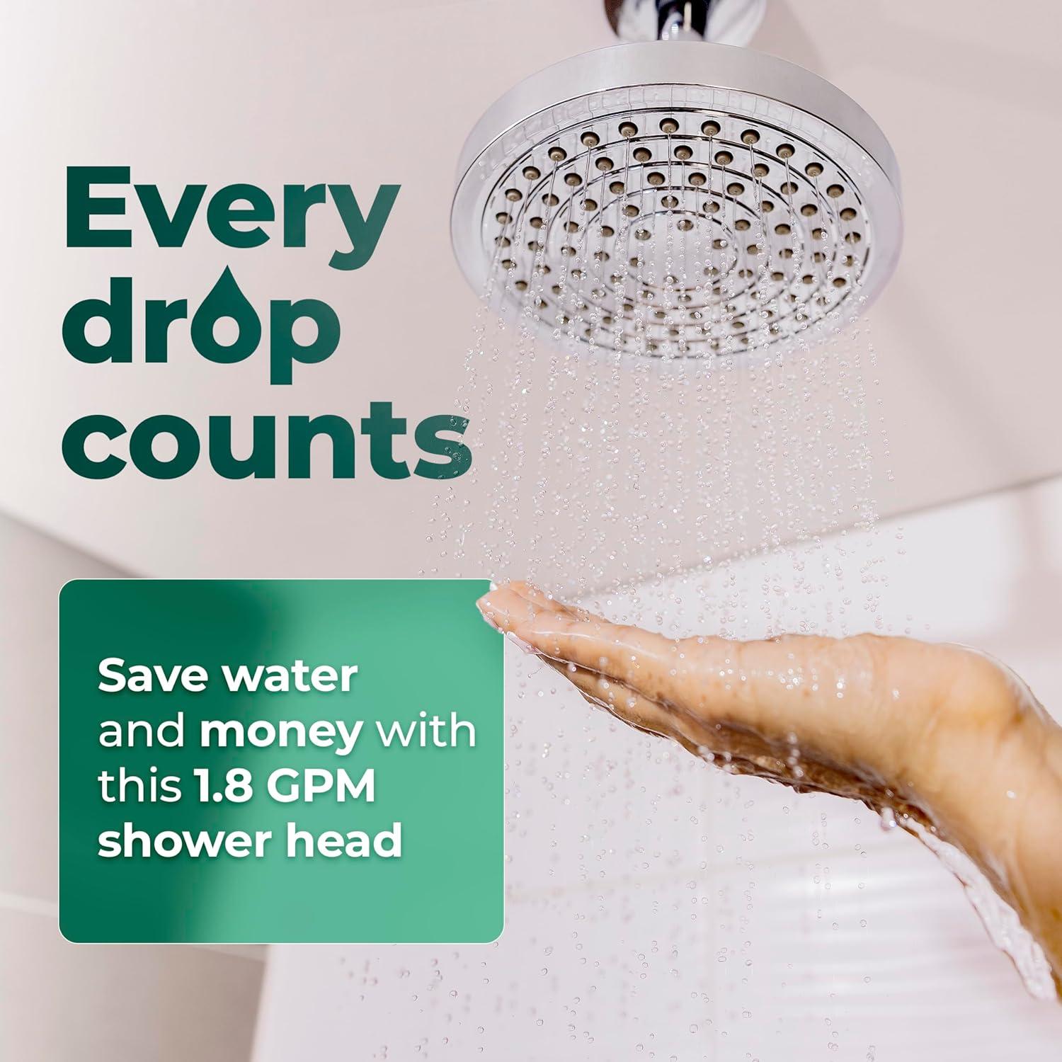 Cabezal de Ducha Ahorra Agua Winthorpe 6,81 L/min Cromo