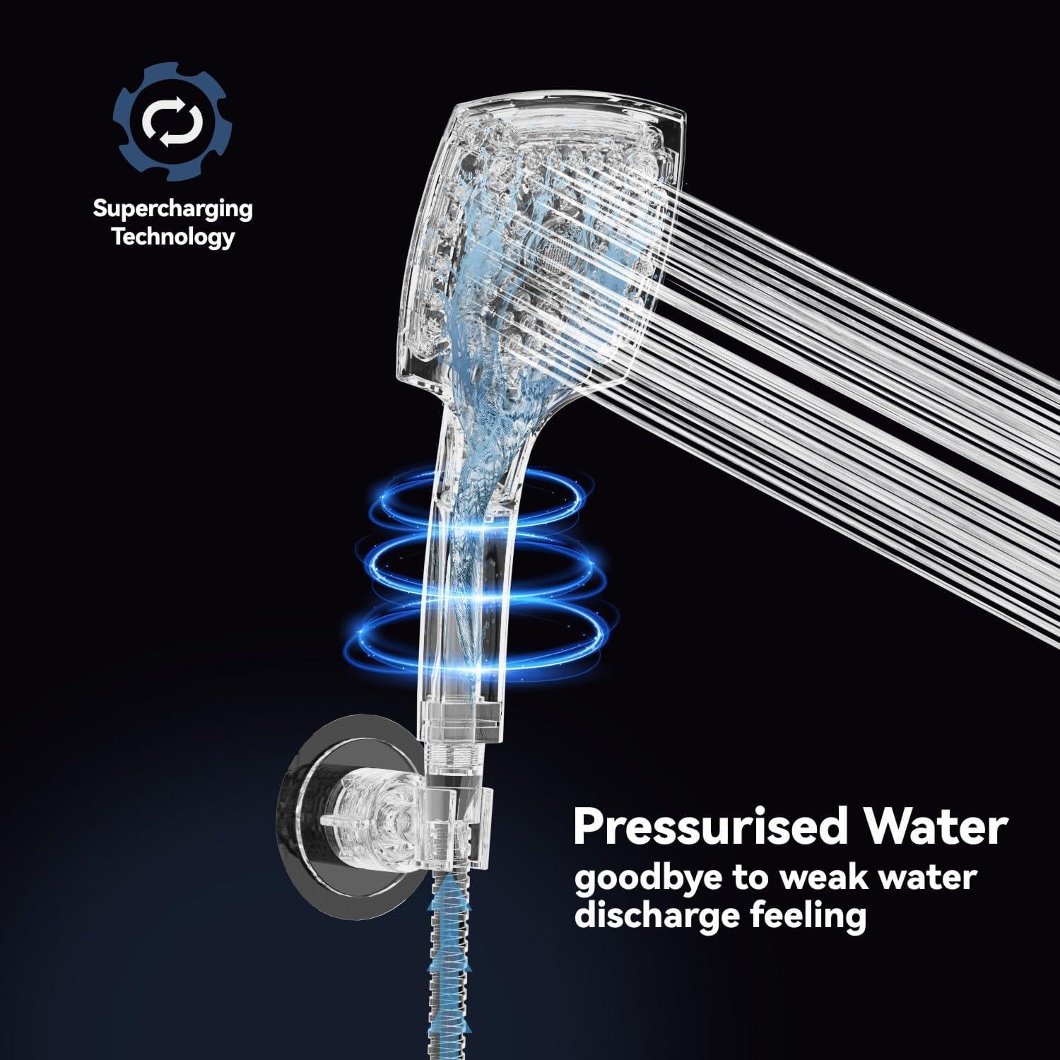 Cabezal de Ducha ELLO&ALLO 10" Negro Mate con Manguera 152 cm