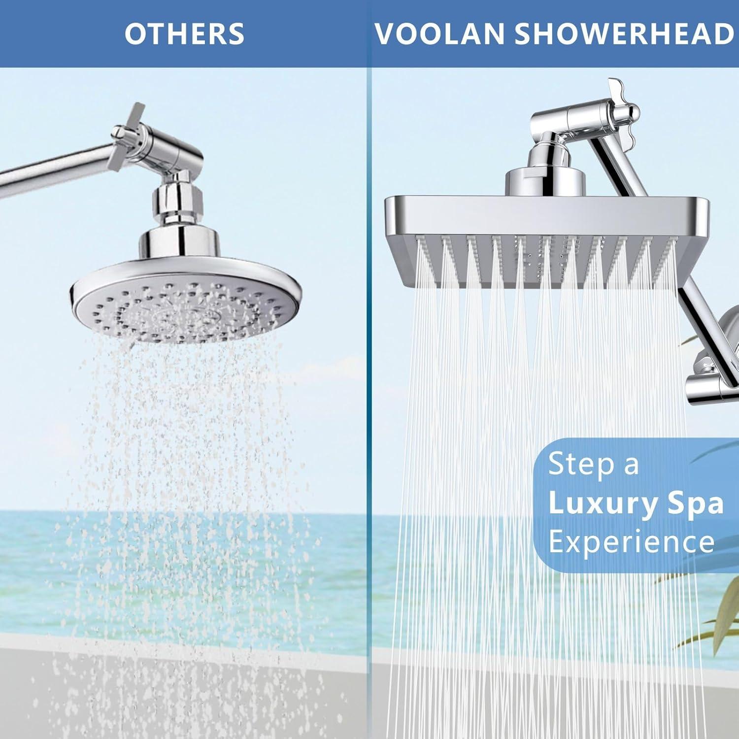 Cabezal de Ducha Voolan 15cm con Brazo de 28cm Cromo