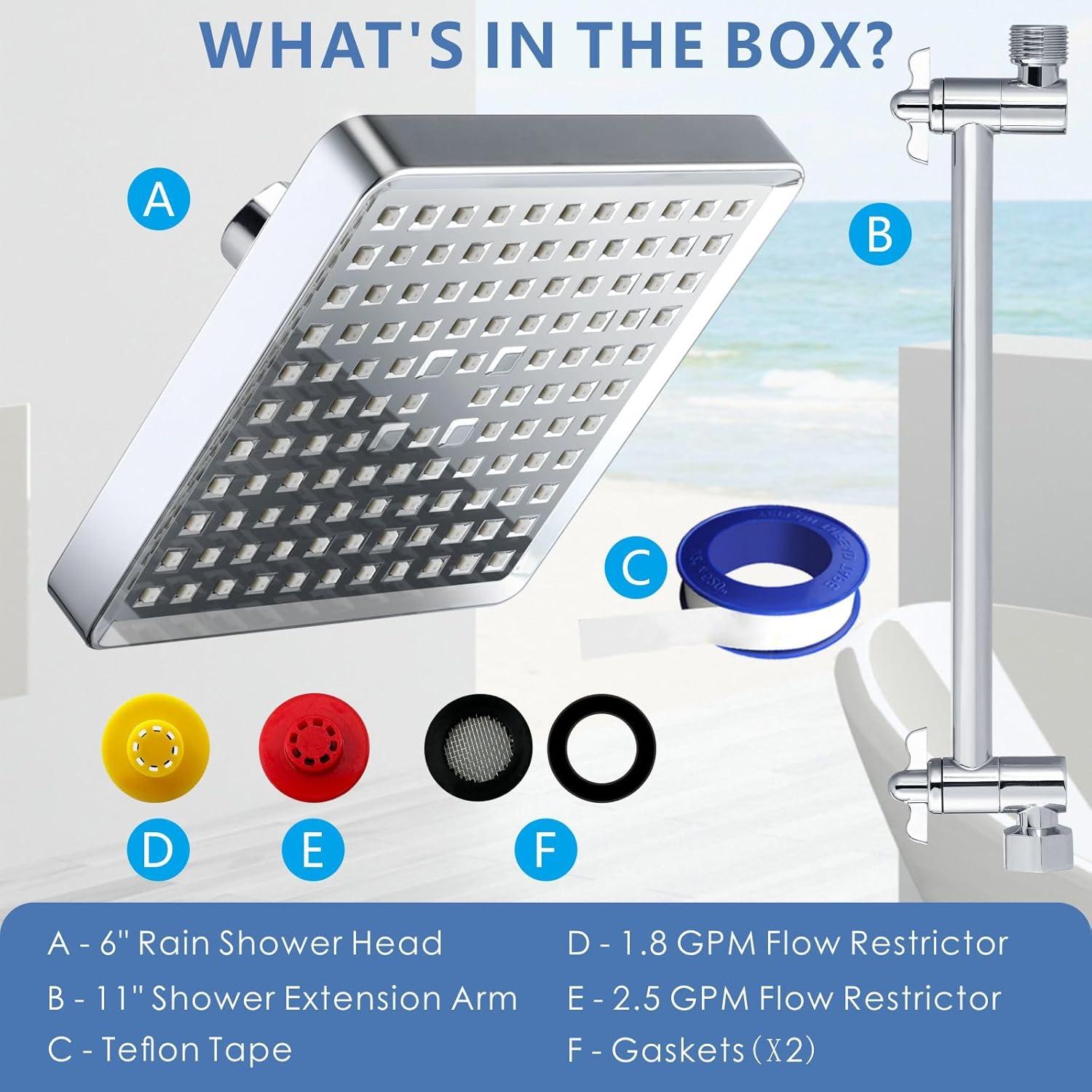 Cabezal de Ducha Voolan 15cm con Brazo de 28cm Cromo