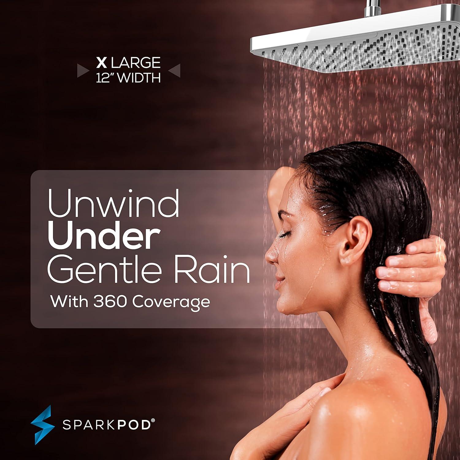 Cabezal de Ducha de Lluvia SparkPod 30x20 cm Cromo Pulido