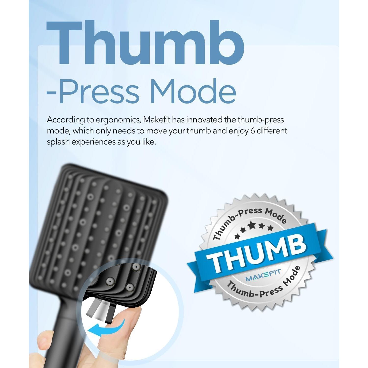 Cabezal de Ducha Filtrado MakeFit Negro Mate 6 Modos 149.86 cm