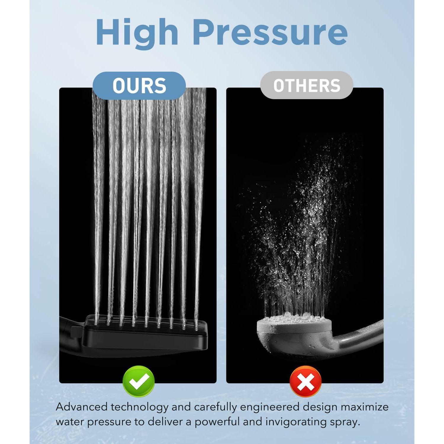 Cabezal de Ducha Filtrado MakeFit Negro Mate 6 Modos 149.86 cm