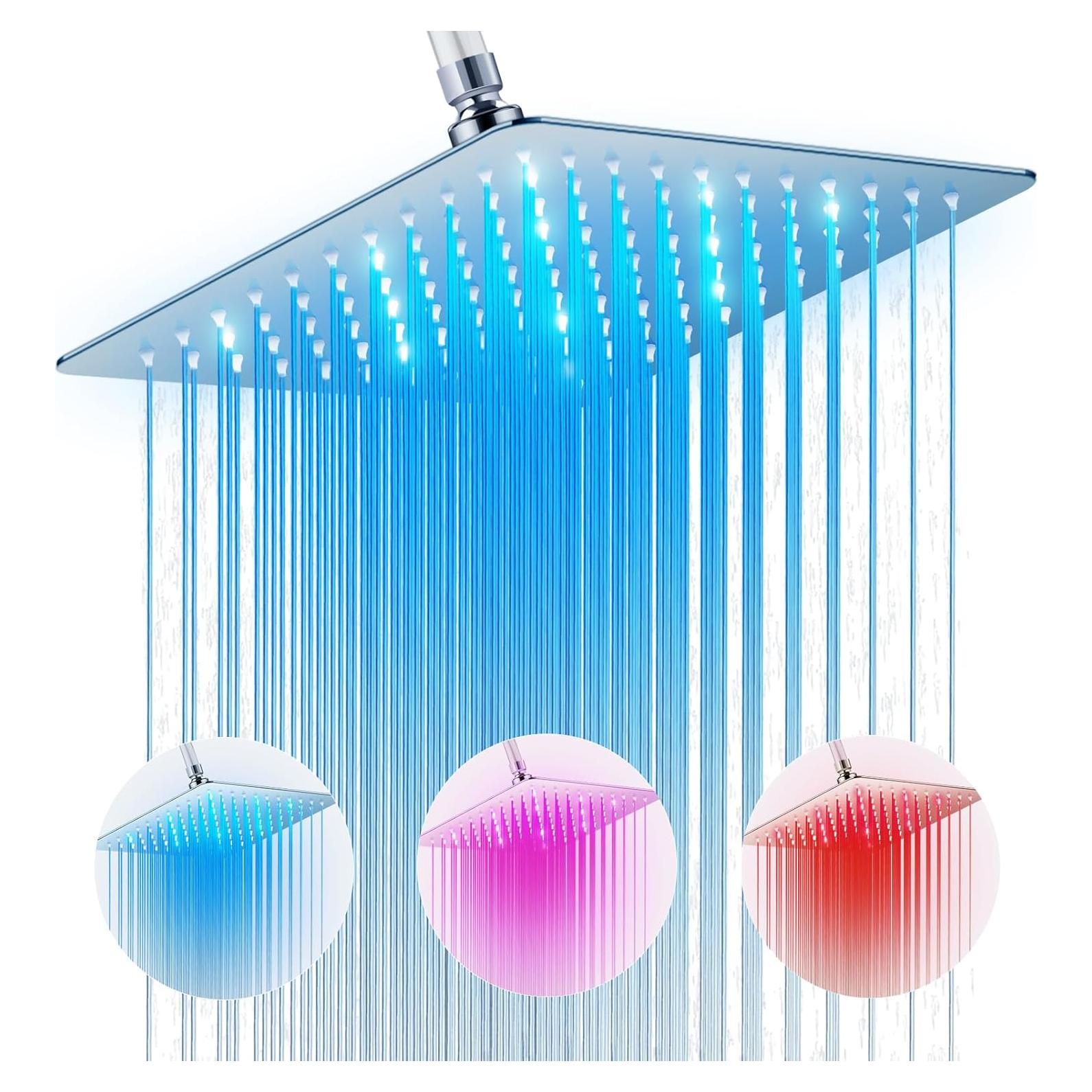 Cabezal de Ducha de Lluvia HUUKE 10" Cromo LED Alta Presión