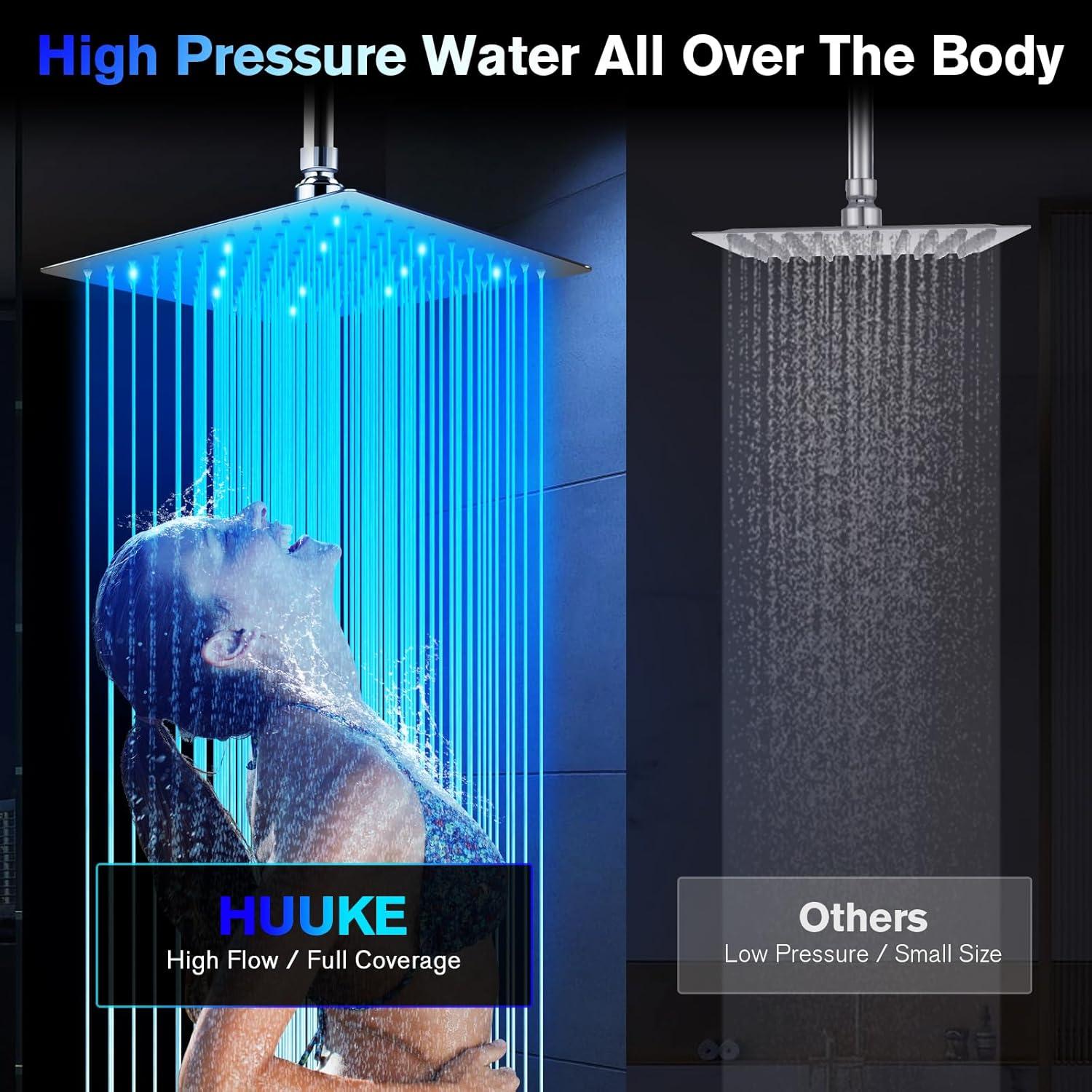 Cabezal de Ducha de Lluvia HUUKE 10" Cromo LED Alta Presión