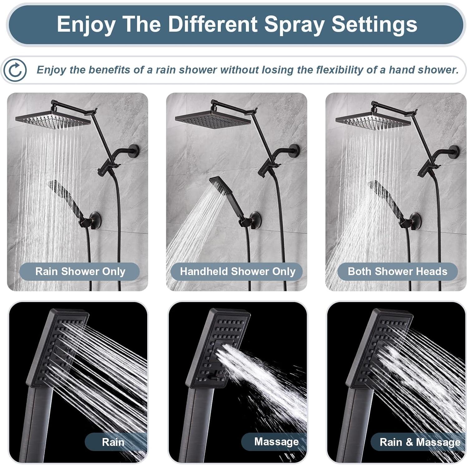 Cabezal de Ducha Doble BRIGHT SHOWERS 8" con Brazo Extensión