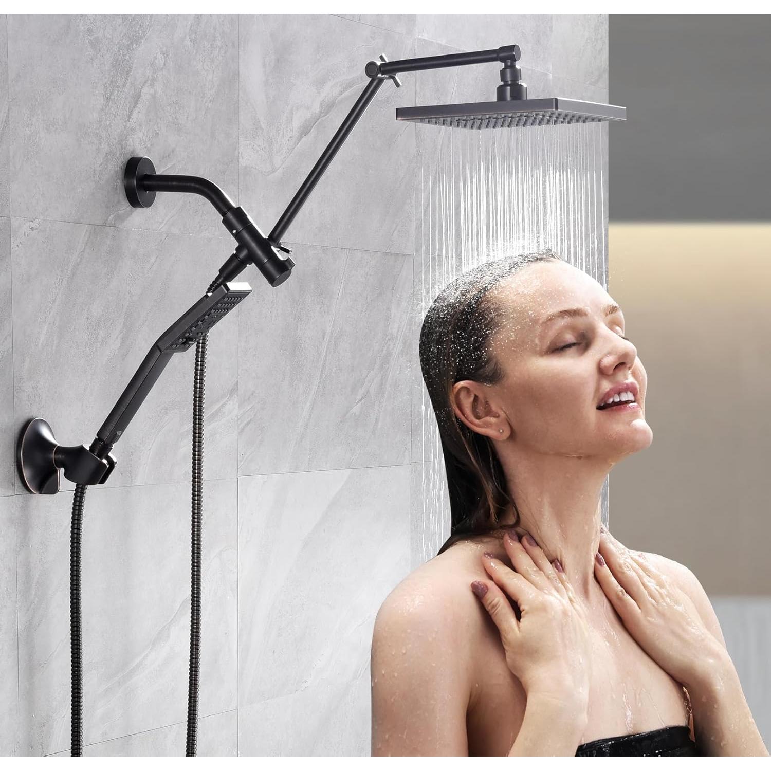 Cabezal de Ducha Doble BRIGHT SHOWERS 8" con Brazo Extensión