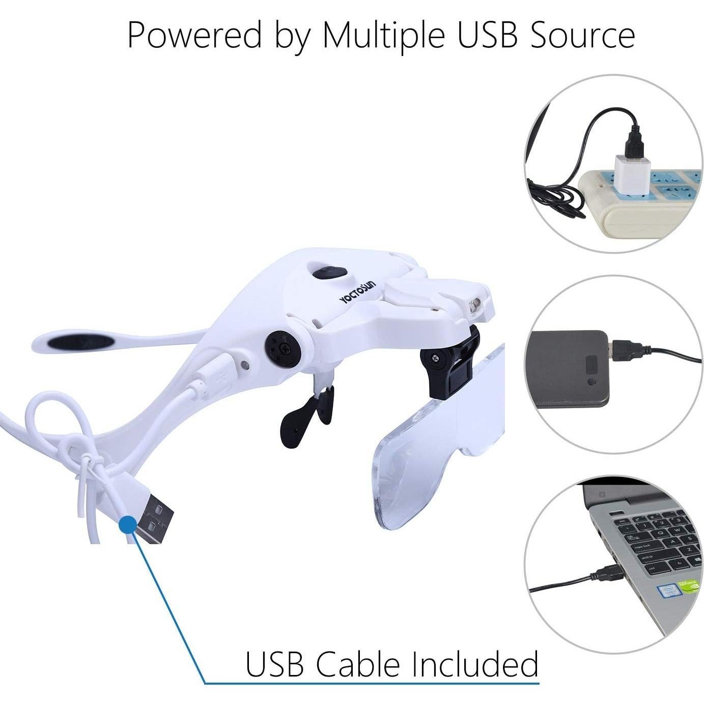 Lupa de Cabeza LED YOCTOSUN 3.5X Recargable con Lentes Intercambiables