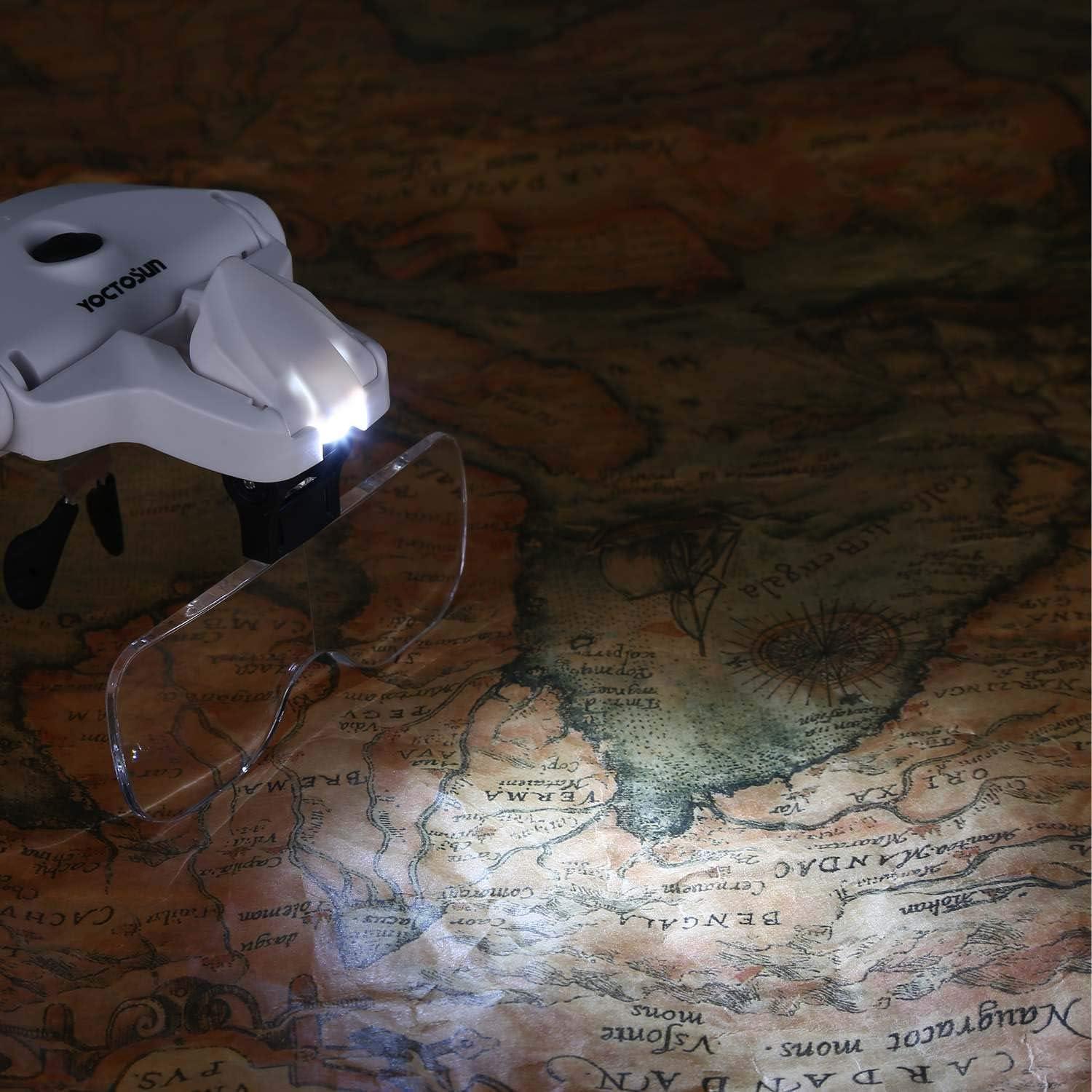 Lupa de Cabeza LED YOCTOSUN 3.5X Recargable con Lentes Intercambiables