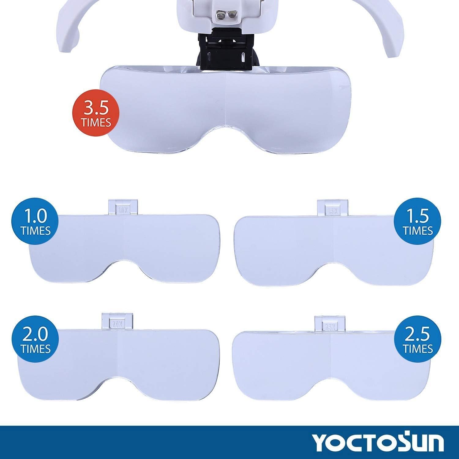 Lupa de Cabeza LED YOCTOSUN 3.5X Recargable con Lentes Intercambiables